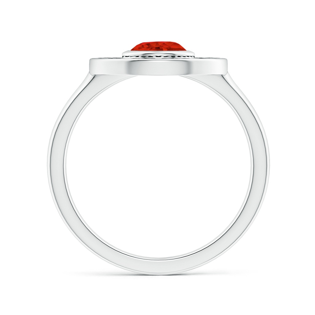 5mm AAA Harvard University Engraved Bezel-Set Garnet Solitaire Ring in White Gold Side 1