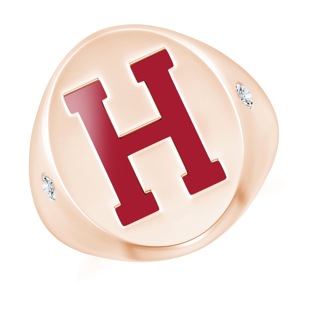 2mm IJI1I2 18mm Harvard University Unisex Signet Ring with Flush-Set Diamonds in Rose Gold