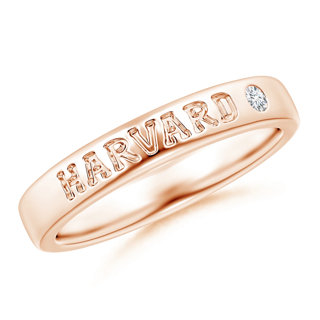 2mm IJI1I2 Harvard Engraved Unisex Stackable Band with Flush-Set Diamond in Rose Gold