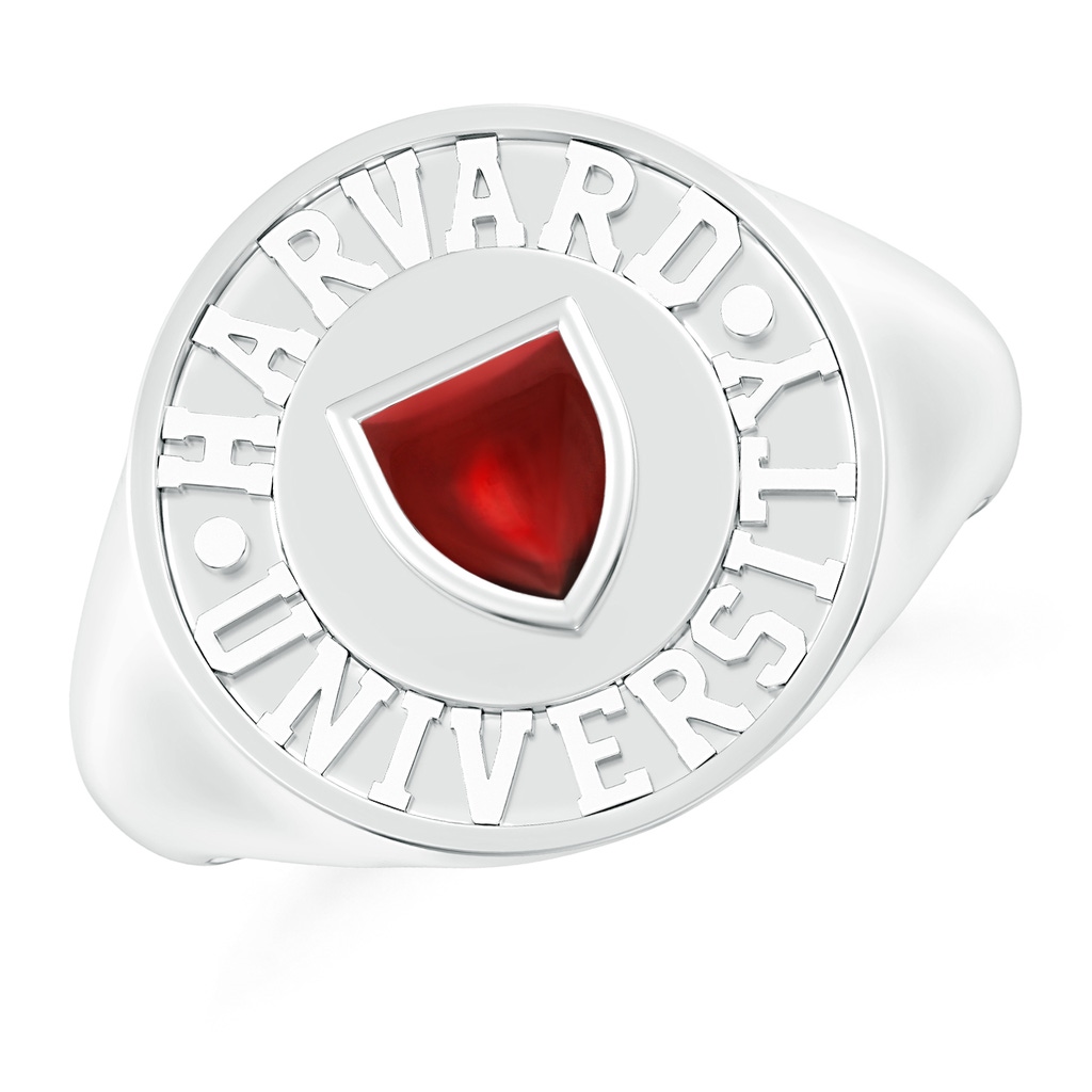 5x4.5mm AA Harvard Engraved Unisex Signet Ring with Garnet in S999 Silver