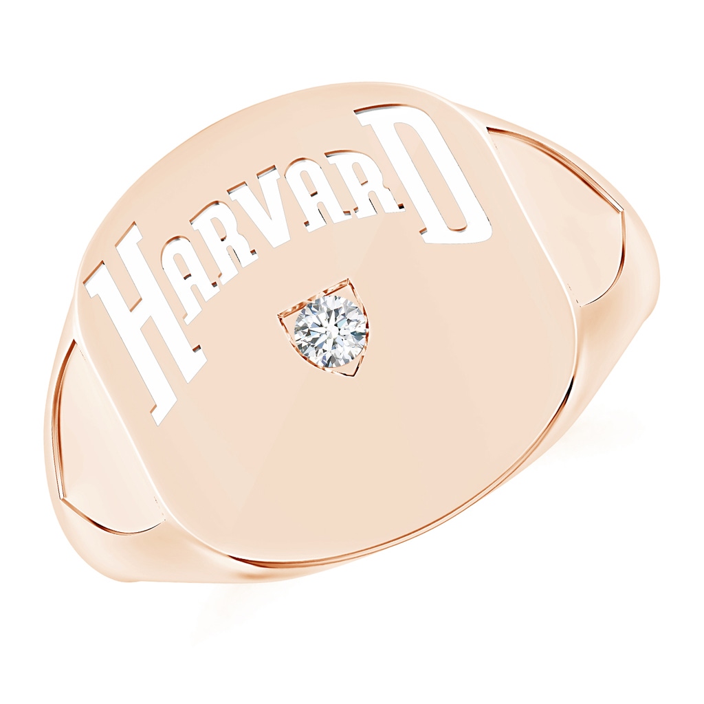 2mm GVS2 Harvard Shield Unisex Signet Ring with Lab-Grown Diamond in Rose Gold