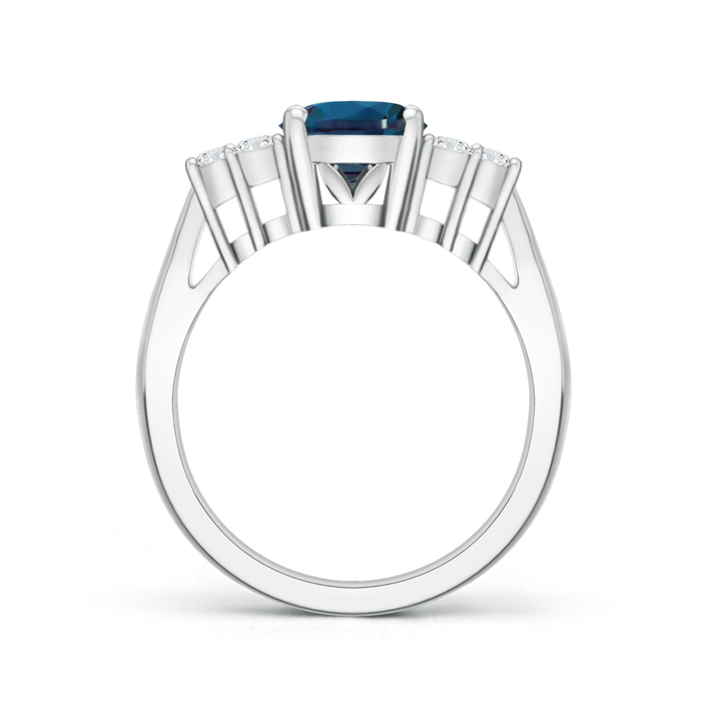 9x7mm Labgrown Oval Lab-Grown Alexandrite Cocktail Ring With Trio Diamond Accents in White Gold - side 199