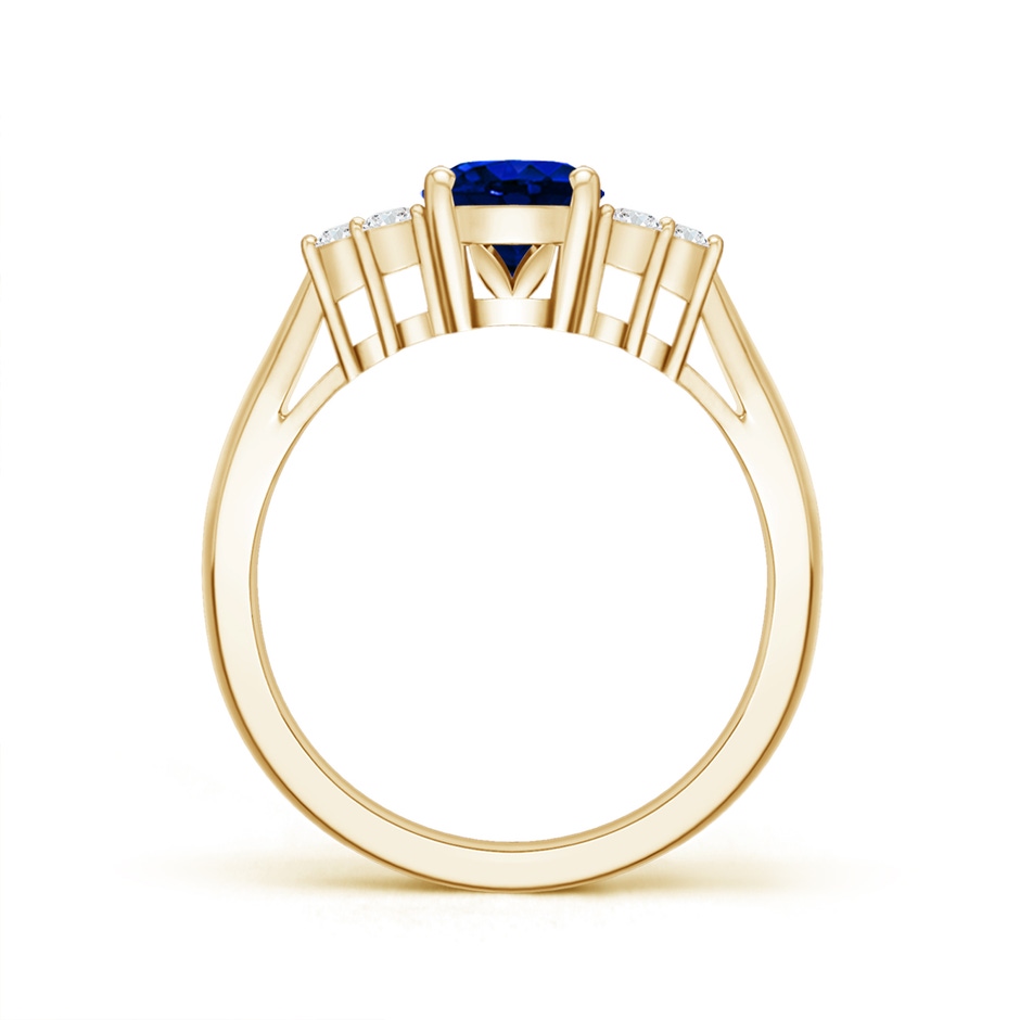 8x6mm Labgrown Lab-Grown Oval Blue Sapphire Cocktail Ring With Trio Diamond Accents in 9K Yellow Gold side 199