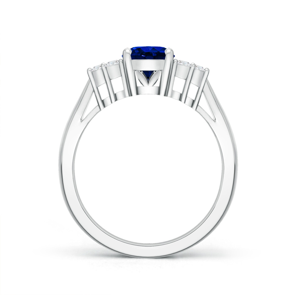 8x6mm Labgrown Lab-Grown Oval Blue Sapphire Cocktail Ring With Trio Diamond Accents in White Gold side 199