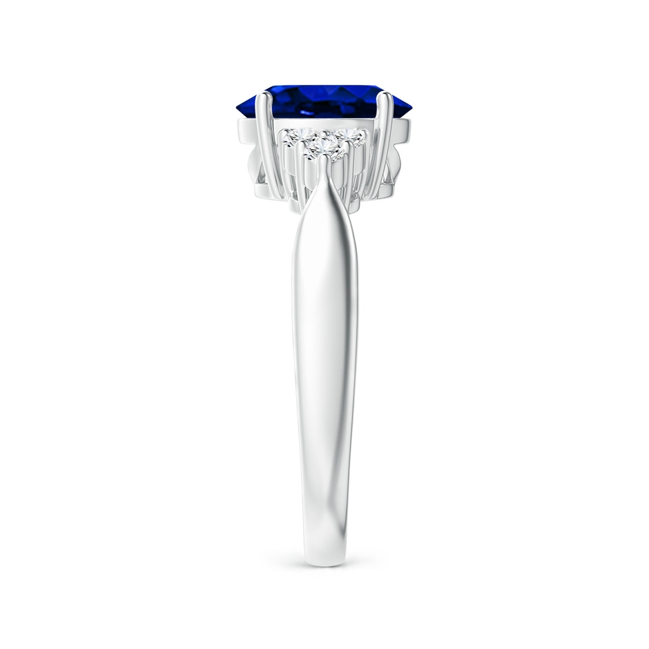 9x7mm Labgrown Lab-Grown Oval Blue Sapphire Cocktail Ring With Trio Diamond Accents in White Gold side 299