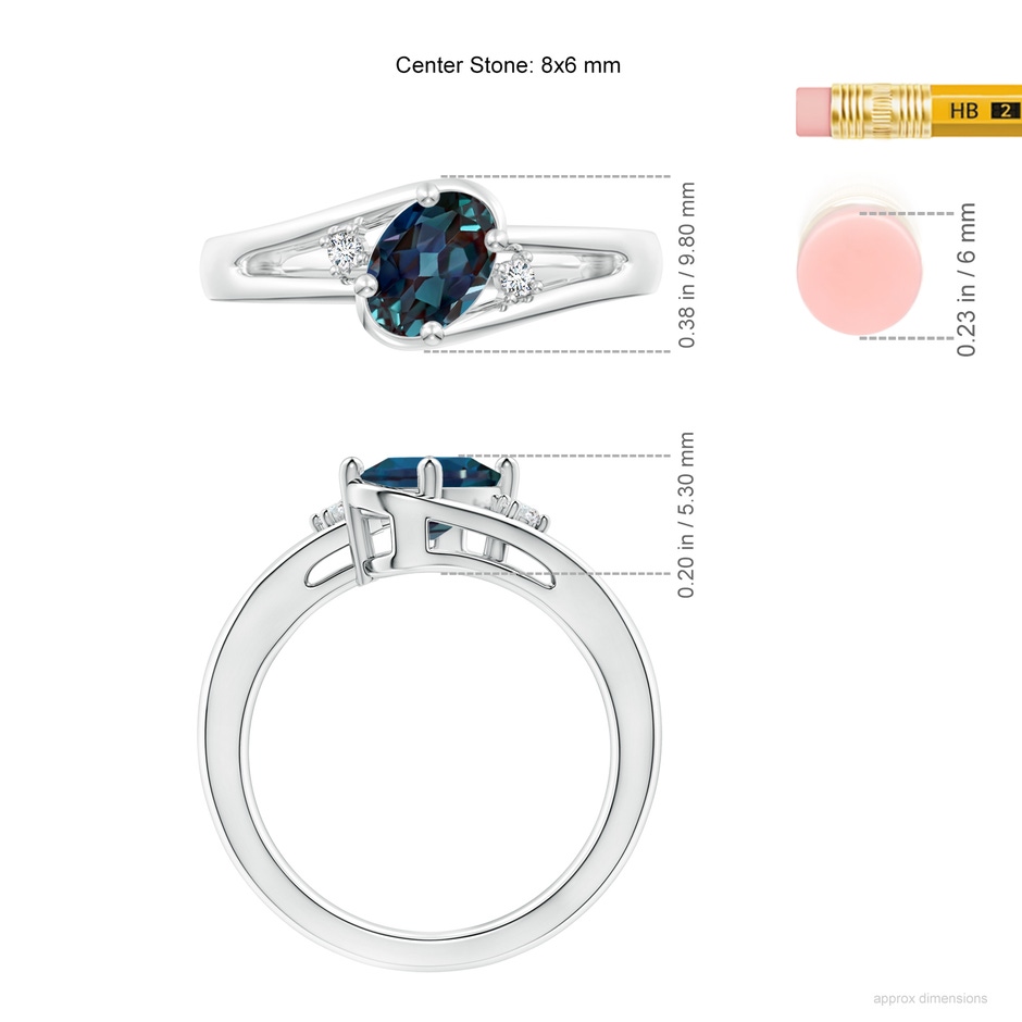 8x6mm Labgrown Lab-Grown Alexandrite and Diamond Split Shank Ring in 18K White Gold ruler