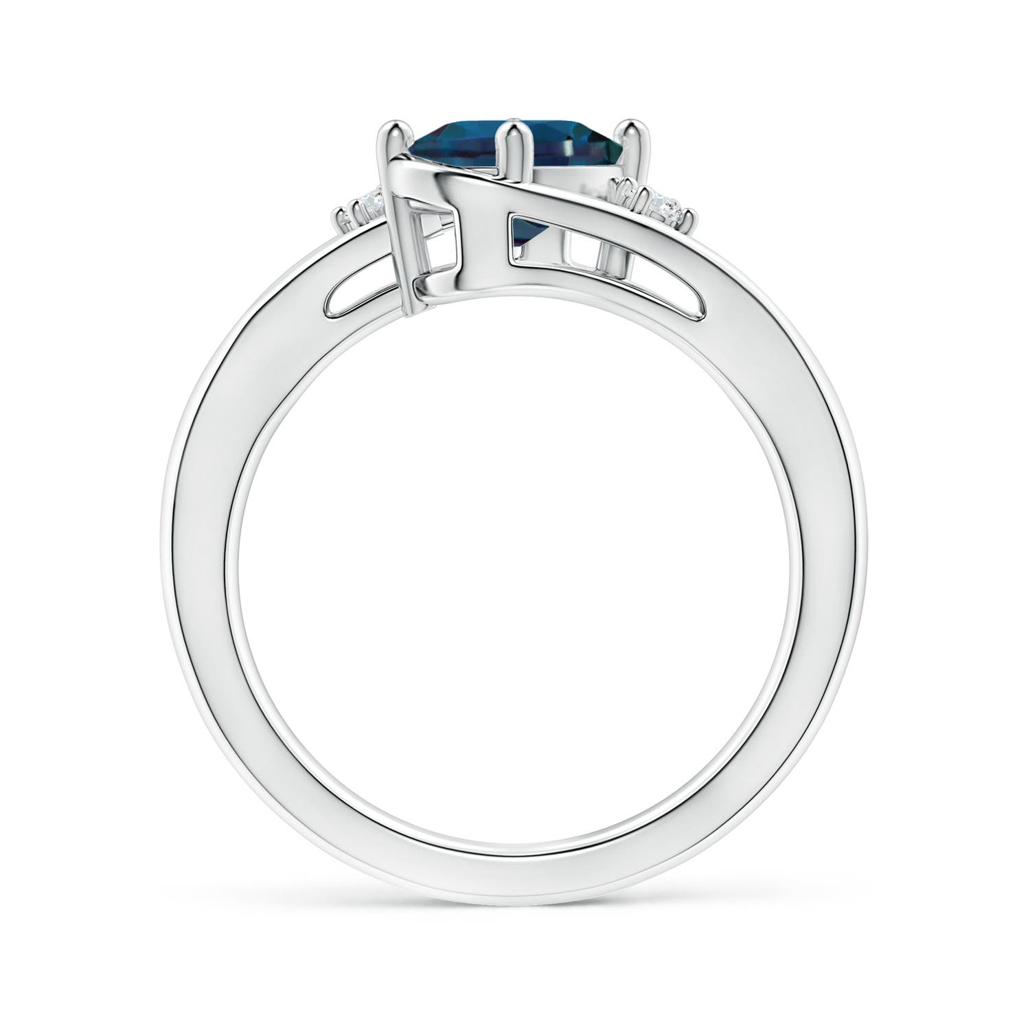 8x6mm Labgrown Lab-Grown Alexandrite and Diamond Split Shank Ring in White Gold