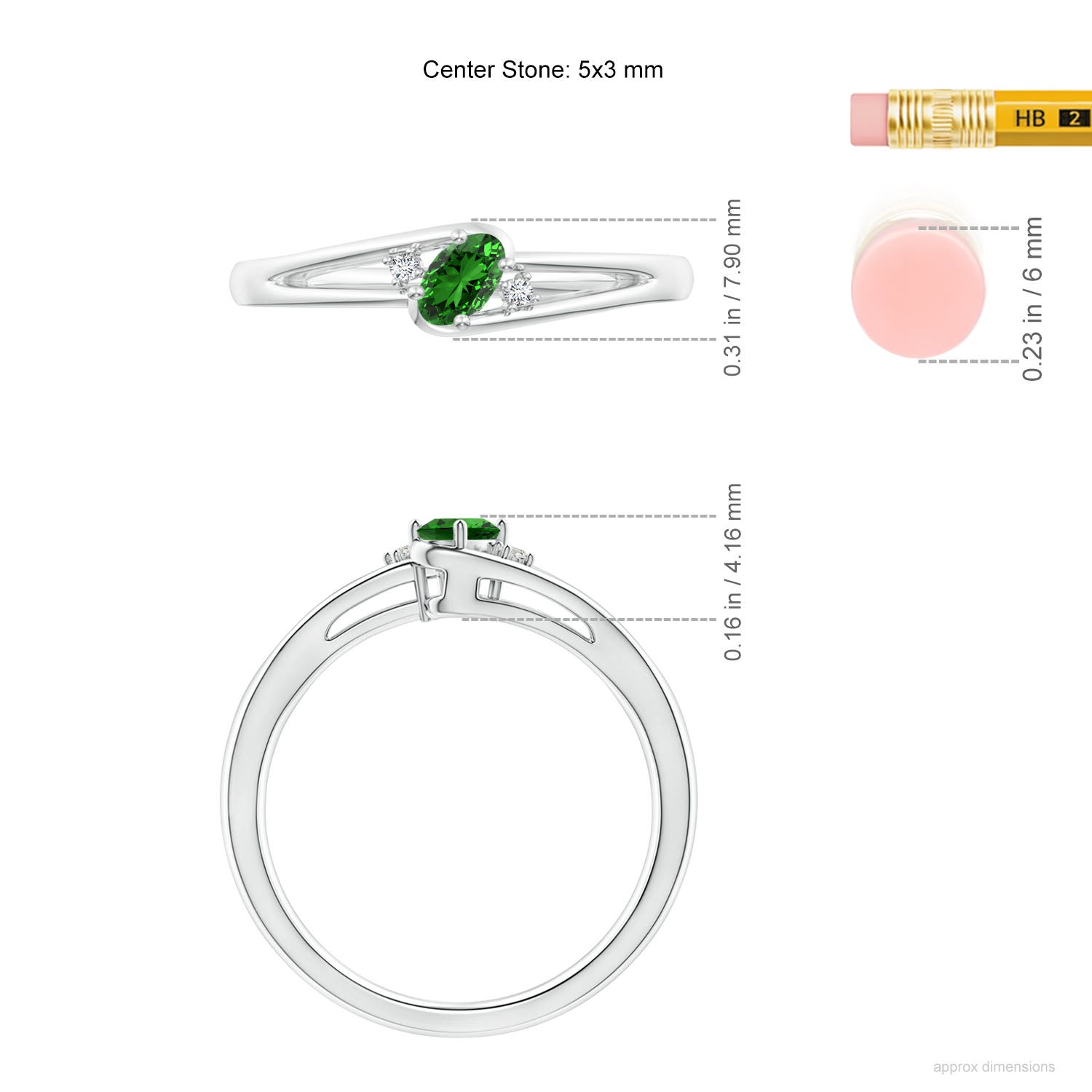 Premium - Lab-Grown Emerald / 0.22 CT / 14 KT White Gold