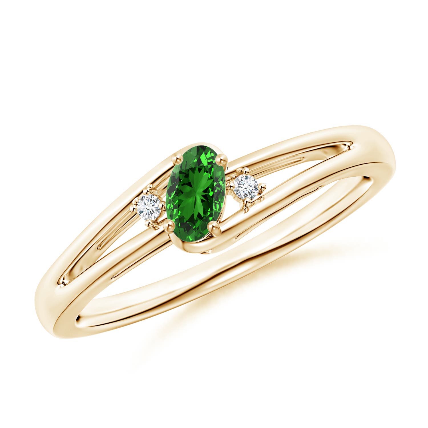 Premium - Lab-Grown Emerald / 0.22 CT / 14 KT Yellow Gold