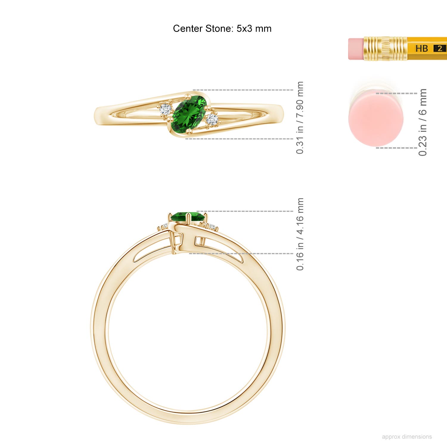 Premium - Lab-Grown Emerald / 0.22 CT / 14 KT Yellow Gold