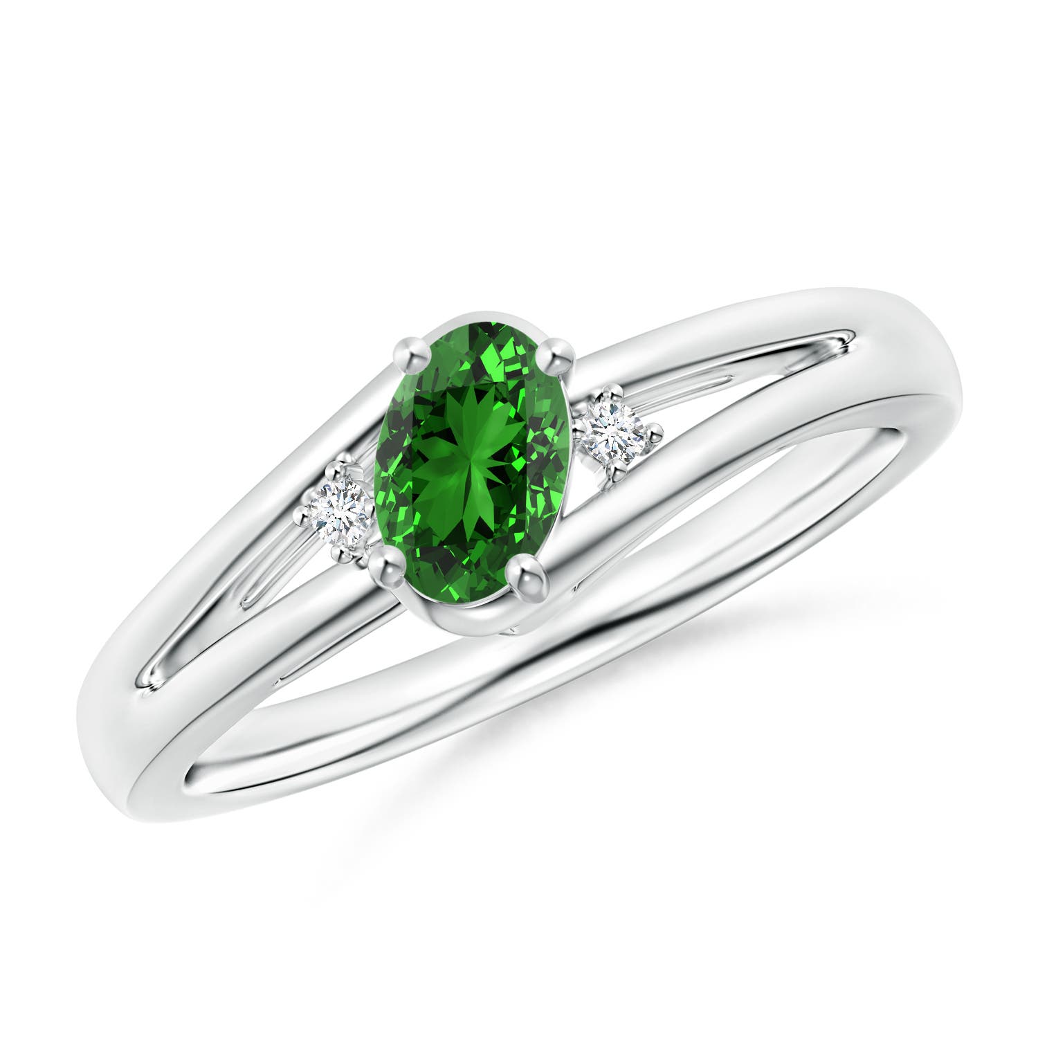 Premium - Lab-Grown Emerald / 0.42 CT / 14 KT White Gold