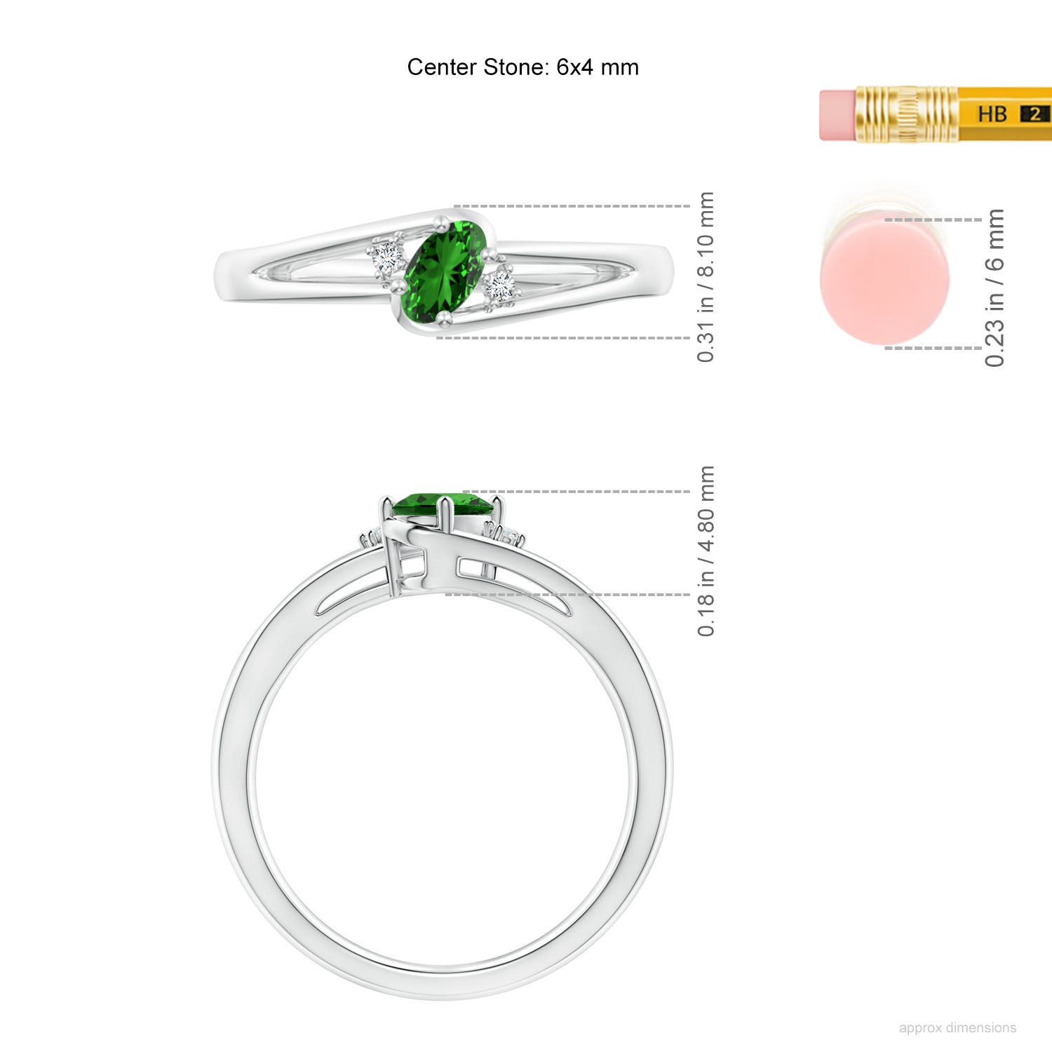 Premium - Lab-Grown Emerald / 0.42 CT / 14 KT White Gold