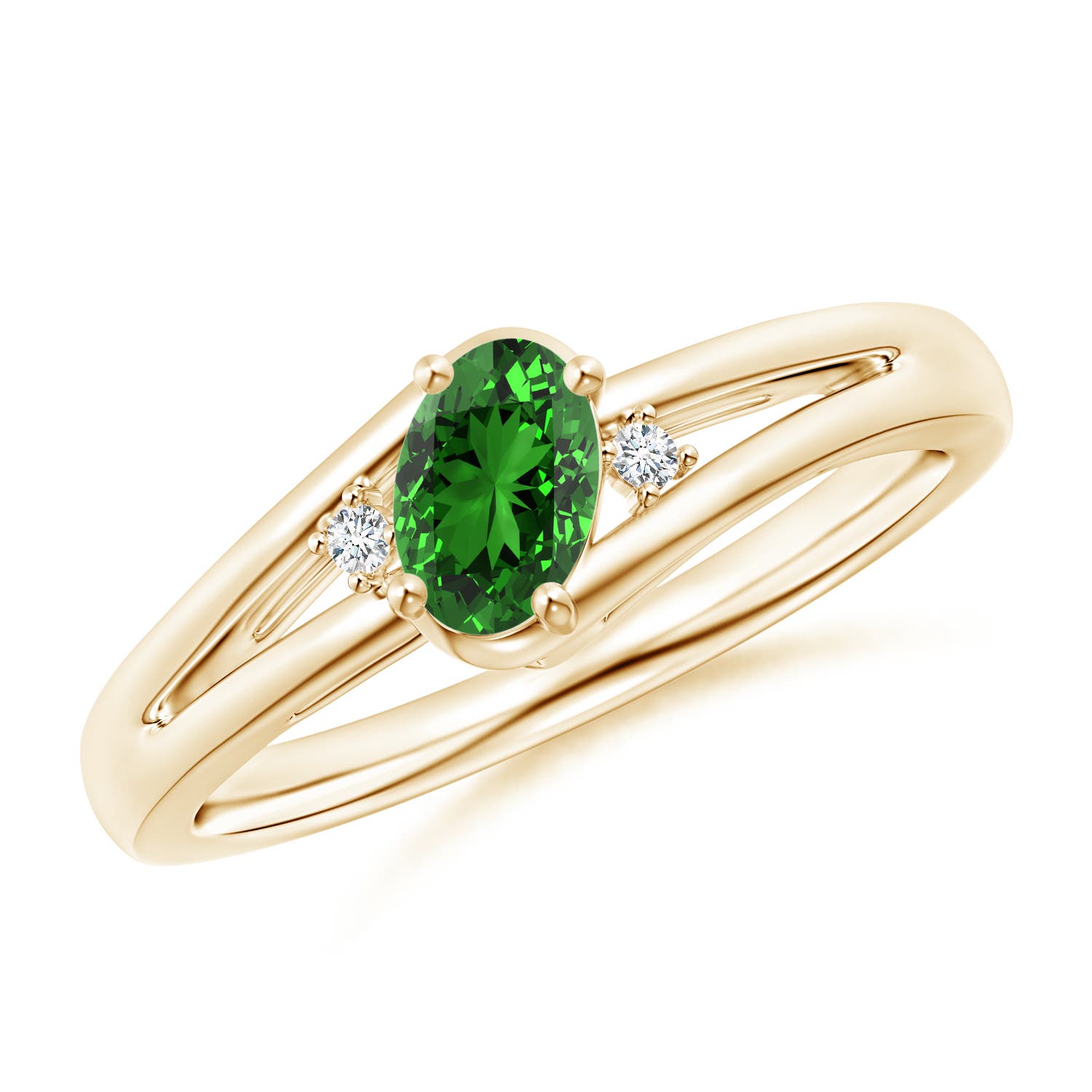 Premium - Lab-Grown Emerald / 0.42 CT / 14 KT Yellow Gold