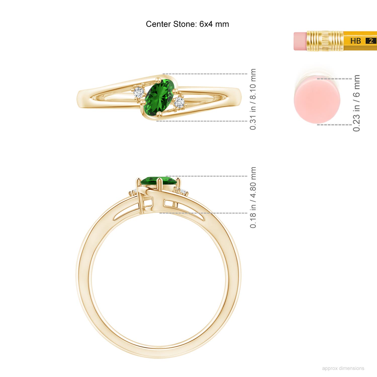 Premium - Lab-Grown Emerald / 0.42 CT / 14 KT Yellow Gold