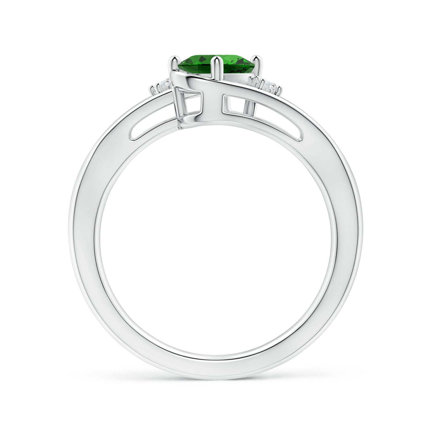 Premium - Lab-Grown Emerald / 0.7 CT / 14 KT White Gold