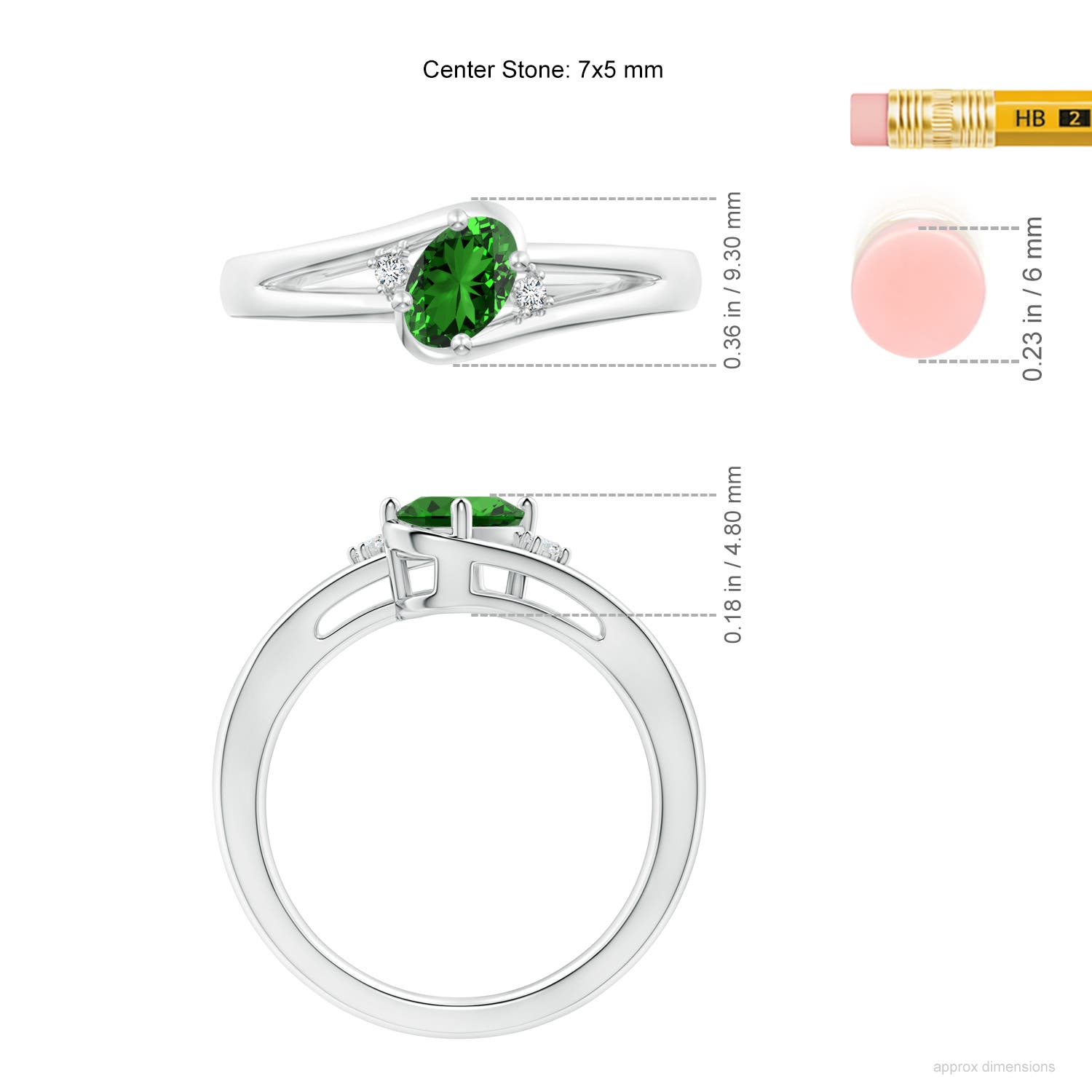 Premium - Lab-Grown Emerald / 0.7 CT / 14 KT White Gold