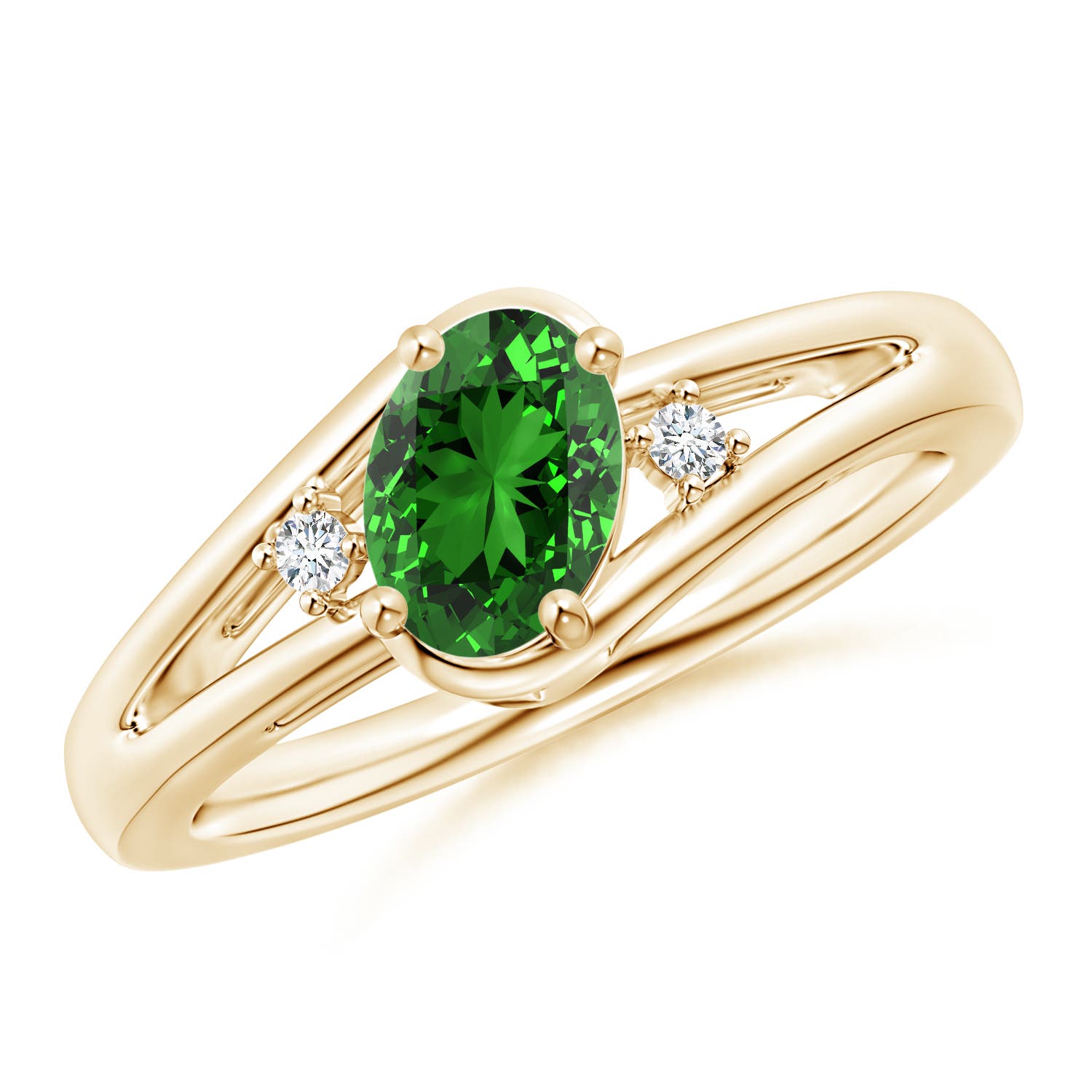 Premium - Lab-Grown Emerald / 0.7 CT / 14 KT Yellow Gold