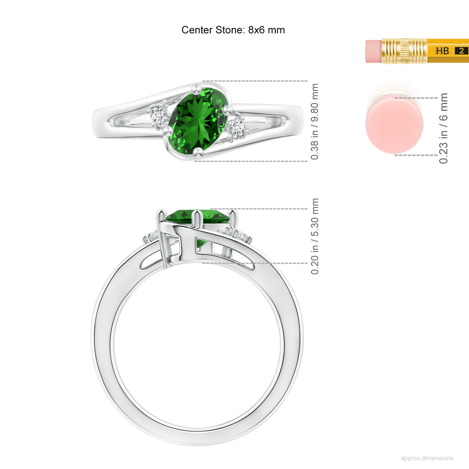 Premium - Lab-Grown Emerald / 1.15 CT / 14 KT White Gold