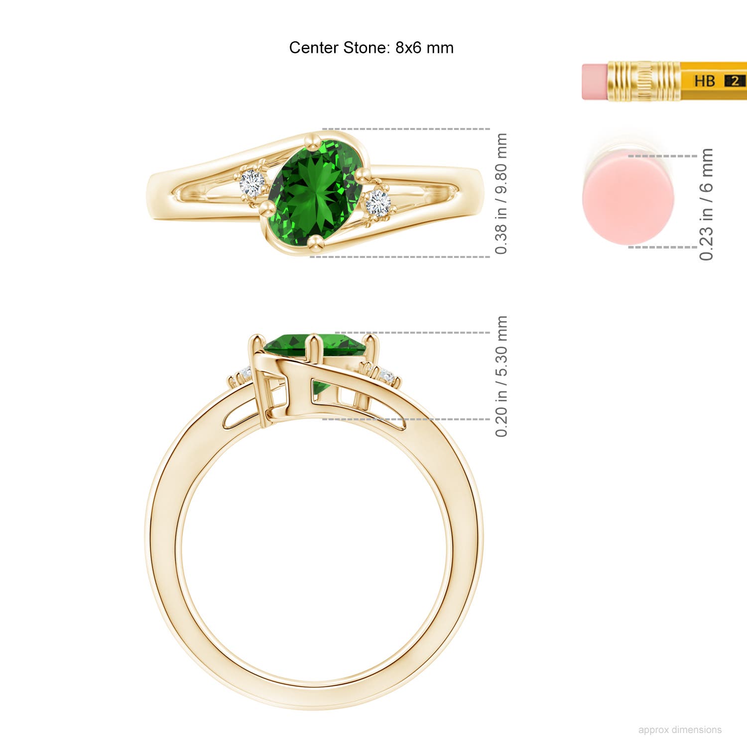 Premium - Lab-Grown Emerald / 1.15 CT / 14 KT Yellow Gold