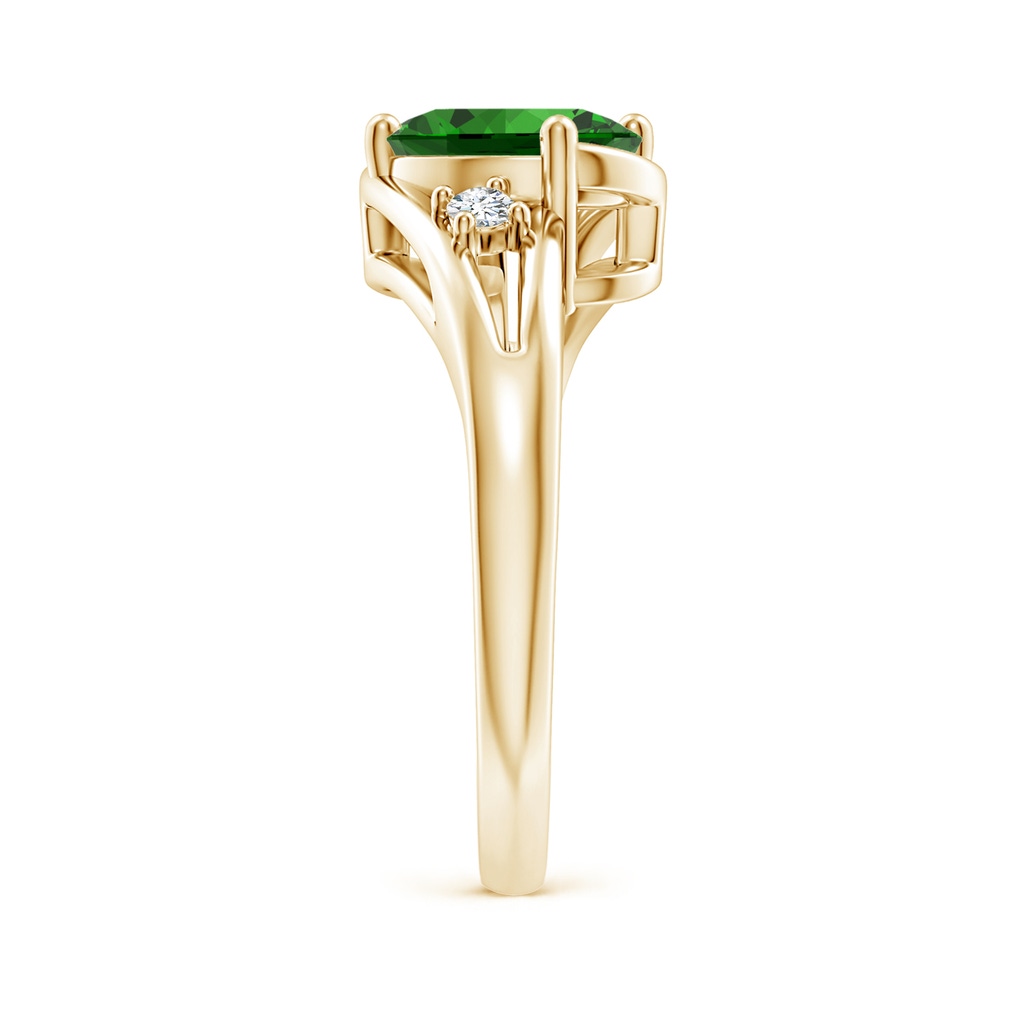 9x7mm Labgrown Lab-Grown Emerald and Diamond Split Shank Ring in Yellow Gold Side 299