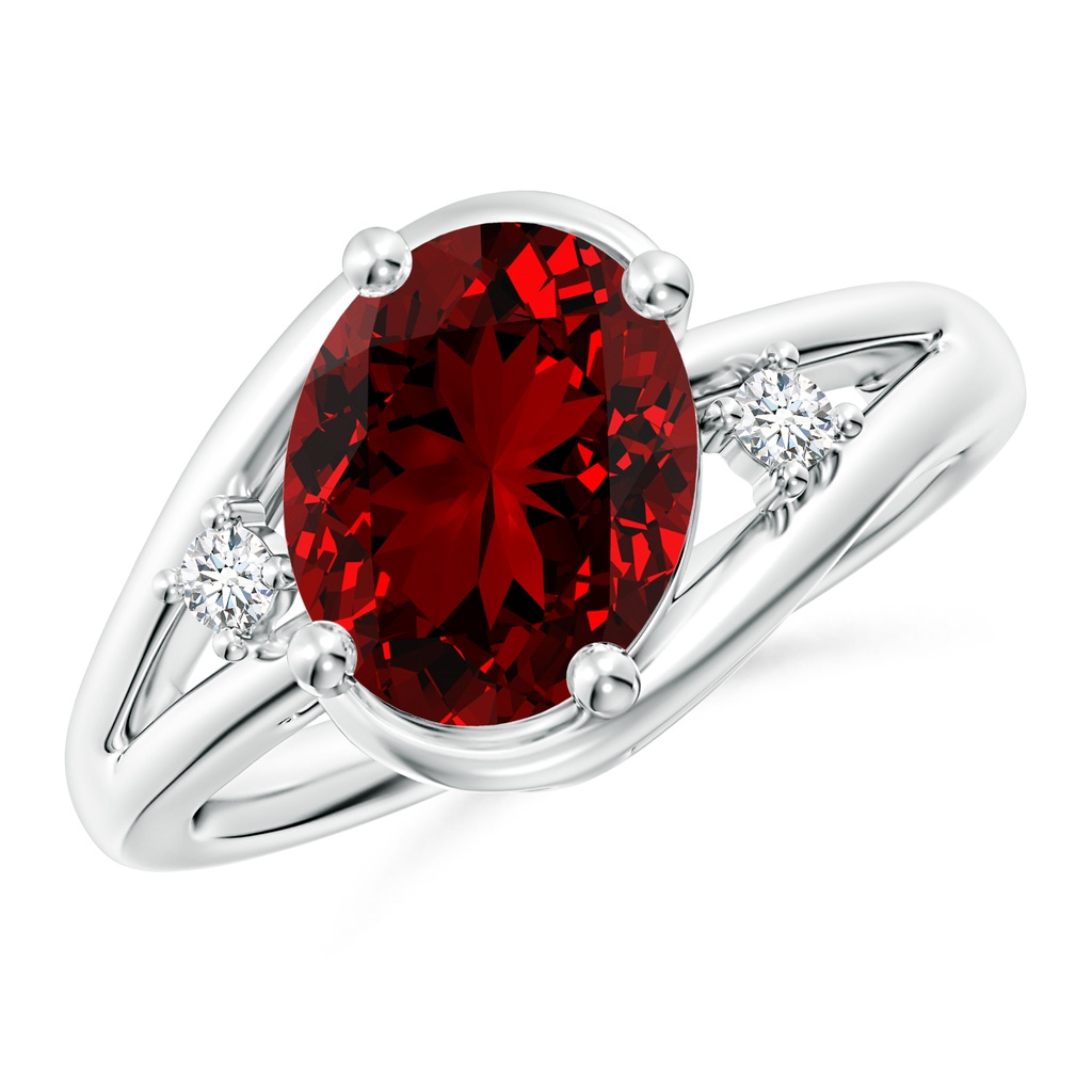 10x8mm Labgrown Lab-Grown Ruby and Diamond Split Shank Ring in P950 Platinum