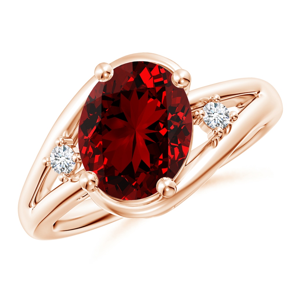 10x8mm Labgrown Lab-Grown Ruby and Diamond Split Shank Ring in Rose Gold