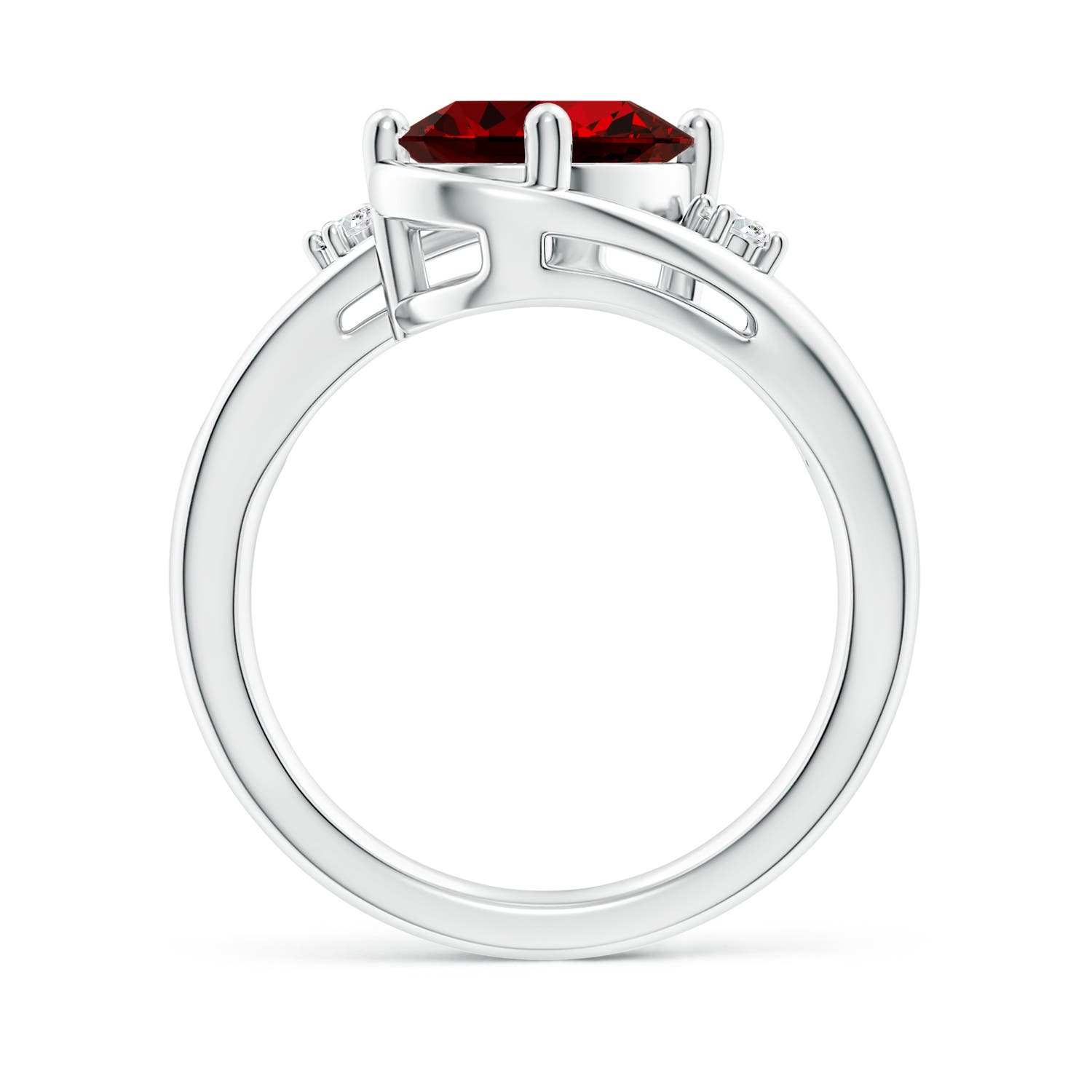 10x8mm Labgrown Lab-Grown Ruby and Diamond Split Shank Ring in White Gold