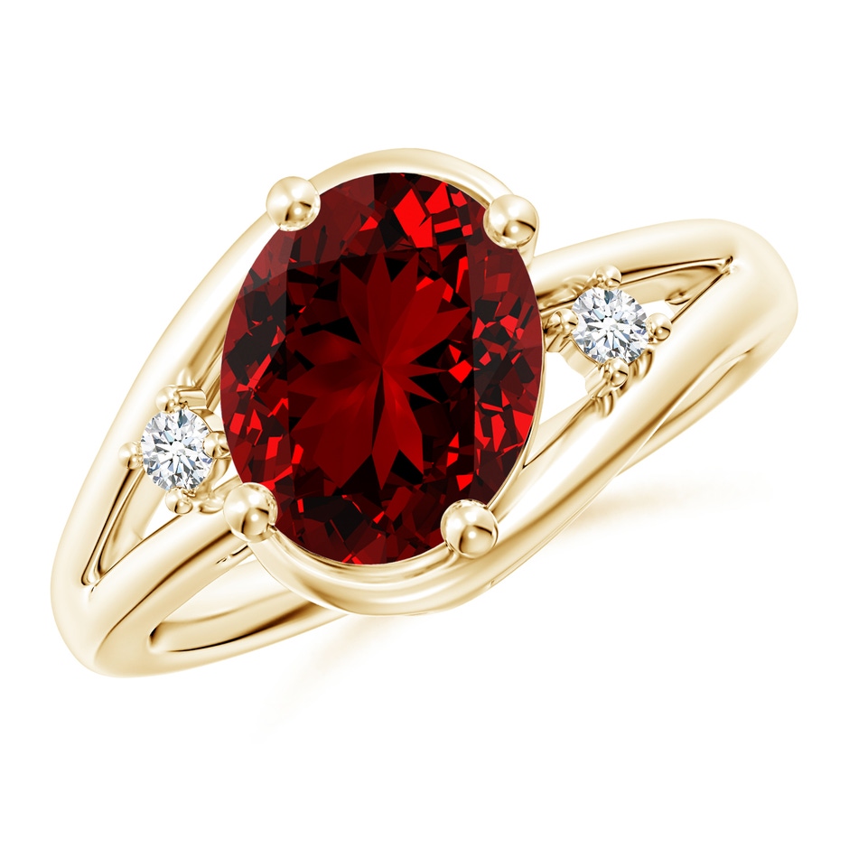 10x8mm Labgrown Lab-Grown Ruby and Diamond Split Shank Ring in Yellow Gold 