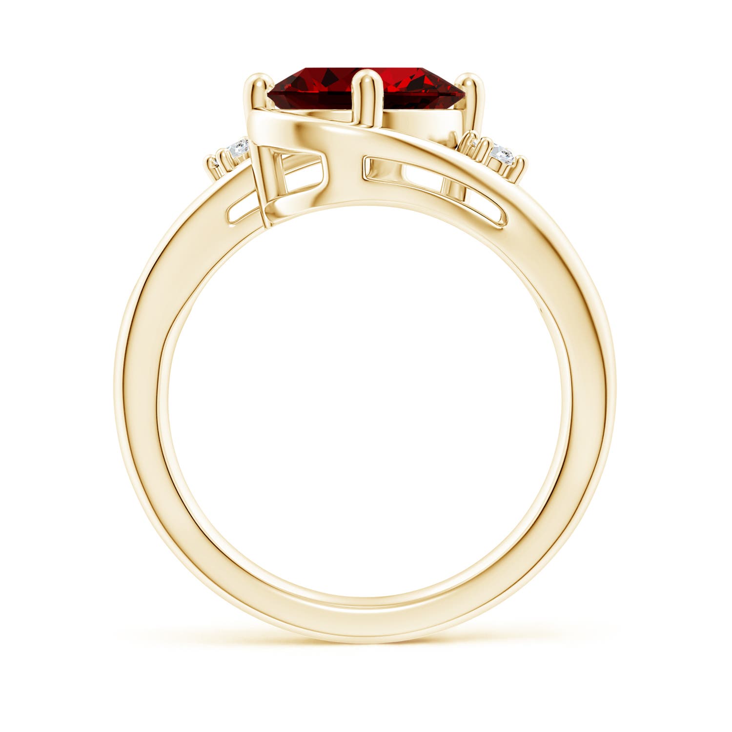 10x8mm Labgrown Lab-Grown Ruby and Diamond Split Shank Ring in Yellow Gold