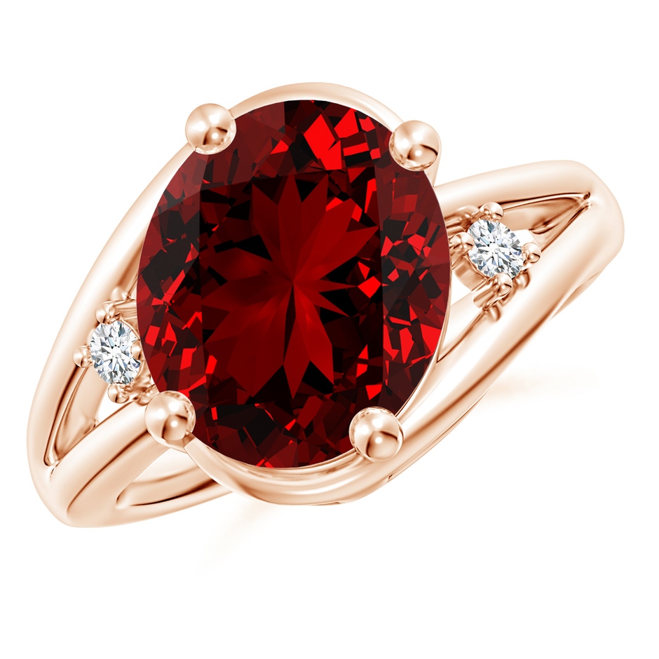 12x10mm Labgrown Lab-Grown Ruby and Diamond Split Shank Ring in Rose Gold 