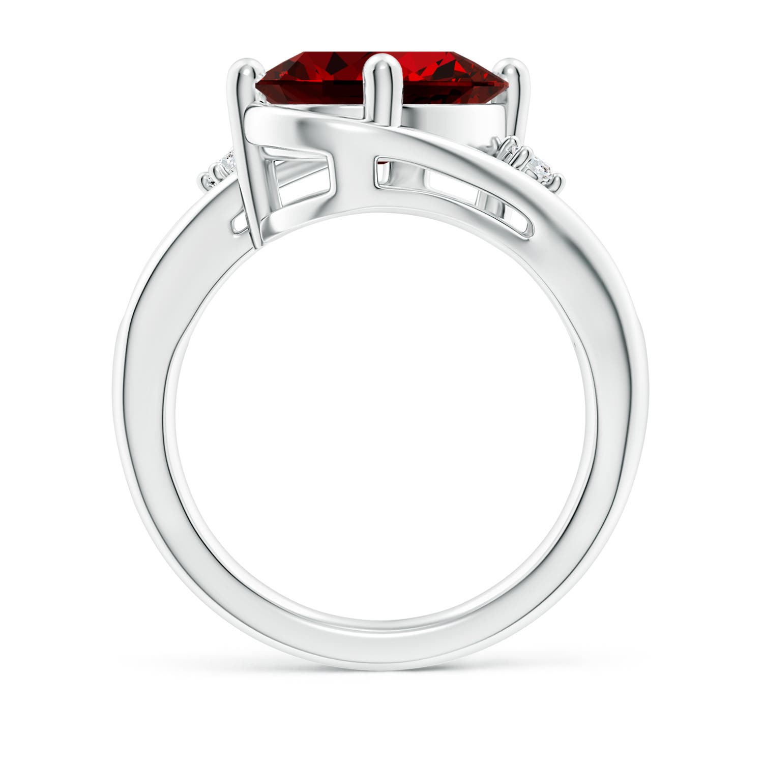 12x10mm Labgrown Lab-Grown Ruby and Diamond Split Shank Ring in White Gold