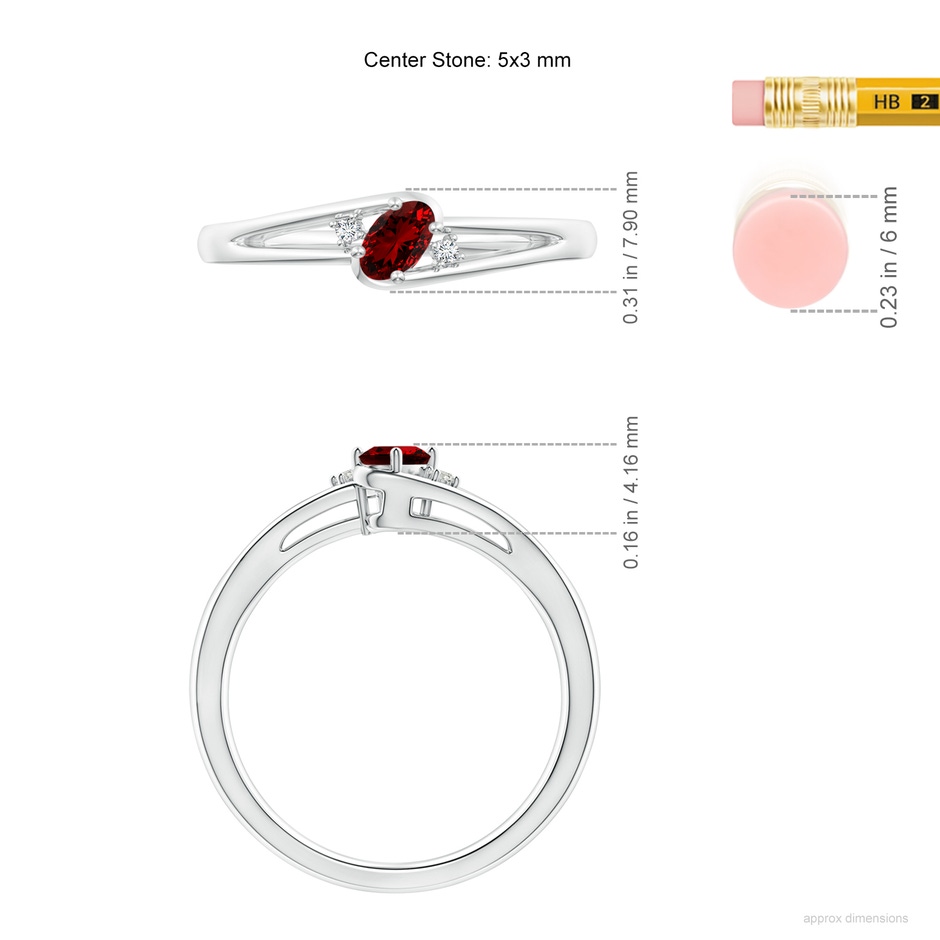 5x3mm Labgrown Lab-Grown Ruby and Diamond Split Shank Ring in P950 Platinum ruler