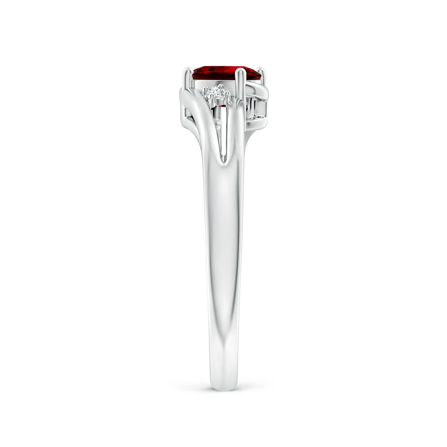 Premium - Lab-Grown Ruby / 0.62 CT / 14 KT White Gold