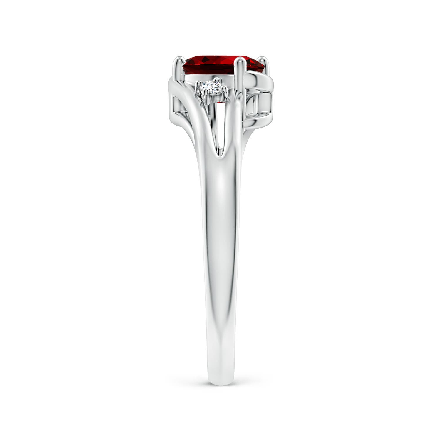 Premium - Lab-Grown Ruby / 1.04 CT / 14 KT White Gold