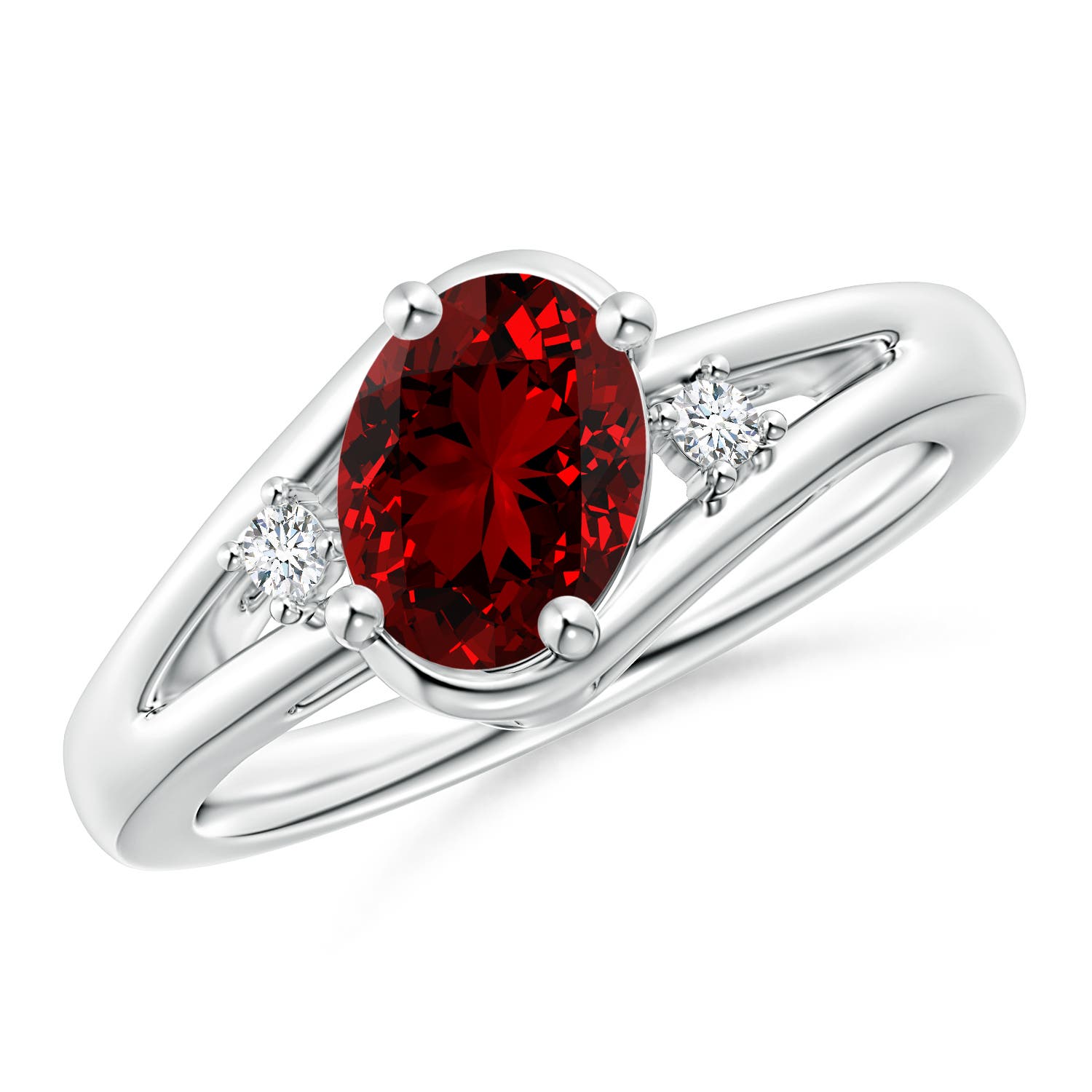 Premium - Lab-Grown Ruby / 1.3 CT / 14 KT White Gold