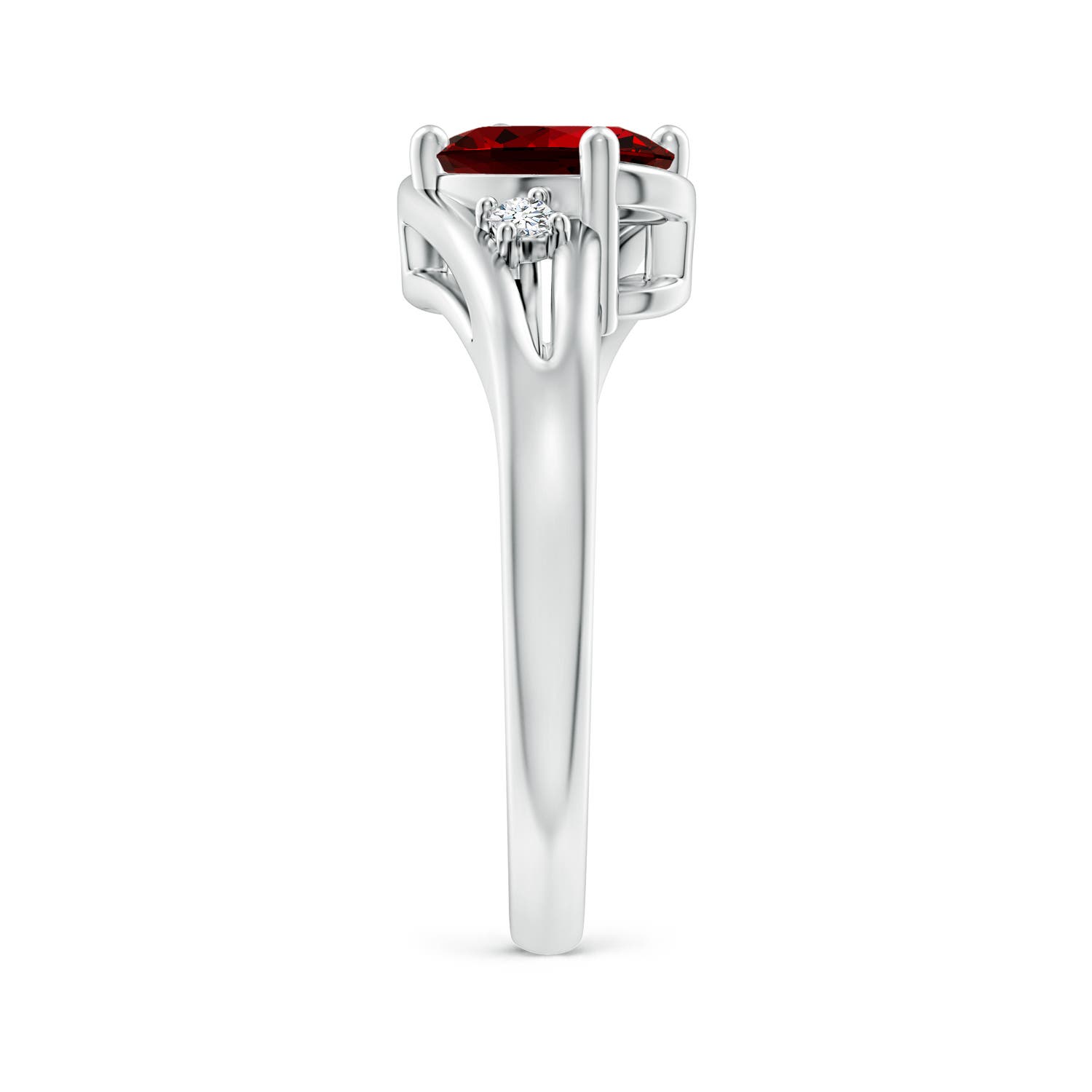 Premium - Lab-Grown Ruby / 1.3 CT / 14 KT White Gold