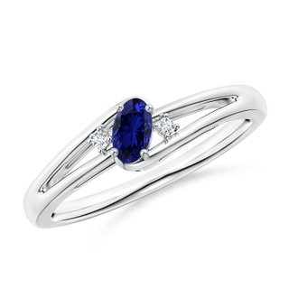 5x3mm Labgrown Lab-Grown Blue Sapphire and Diamond Split Shank Ring in P950 Platinum