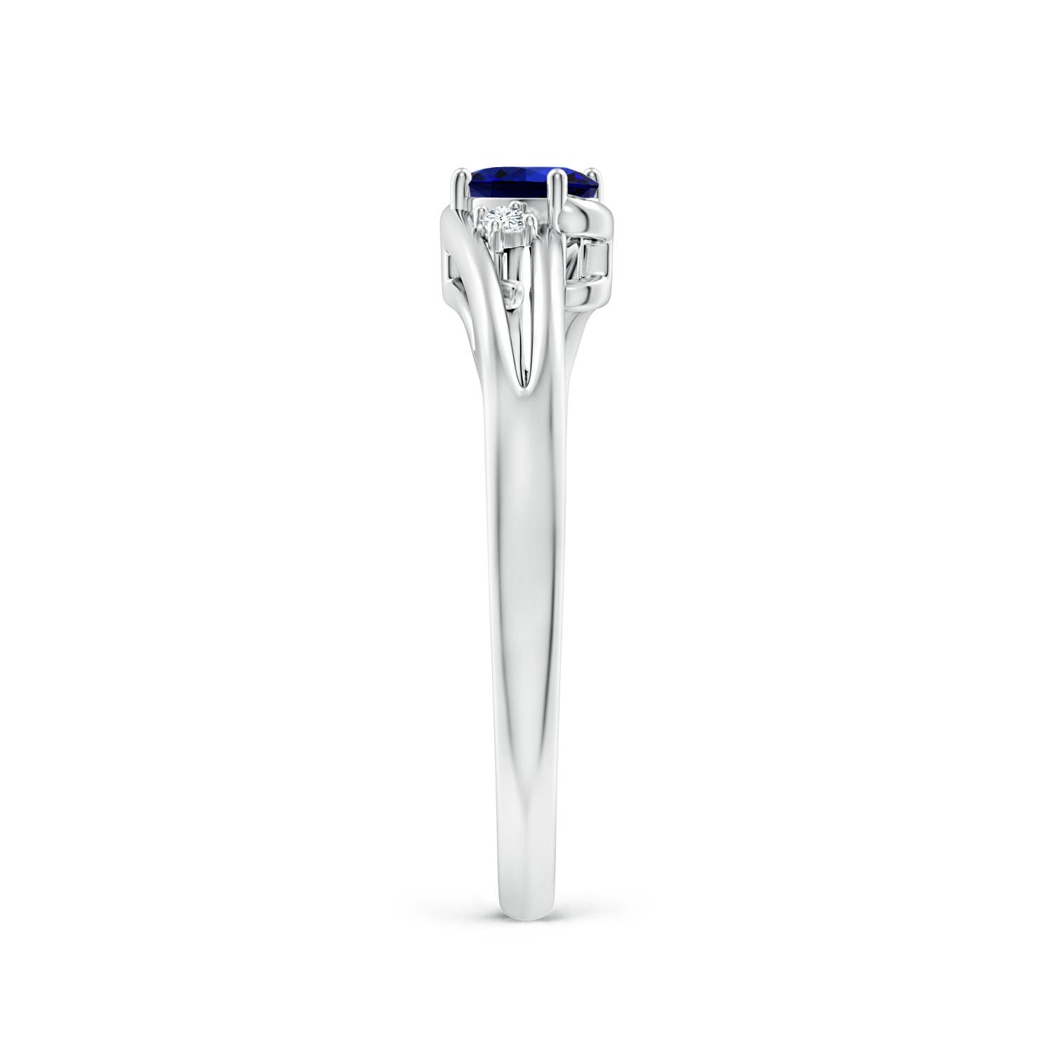 Premium - Lab-Grown Blue Sapphire / 0.32 CT / 14 KT White Gold