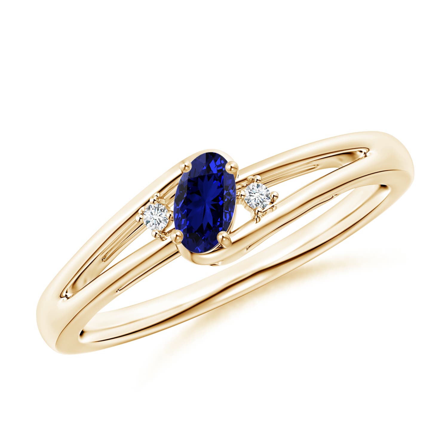 Premium - Lab-Grown Blue Sapphire / 0.32 CT / 14 KT Yellow Gold