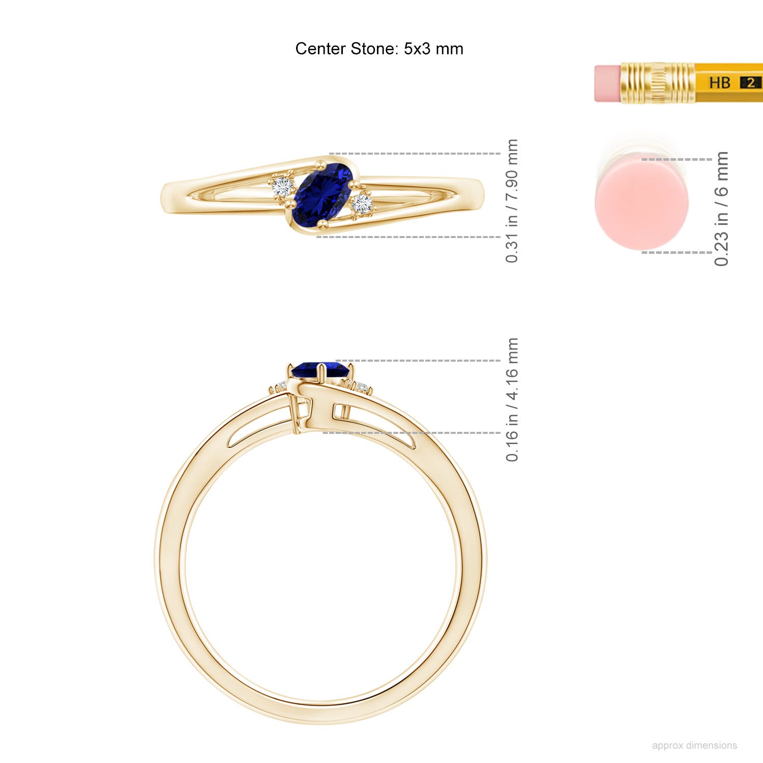 Premium - Lab-Grown Blue Sapphire / 0.32 CT / 14 KT Yellow Gold