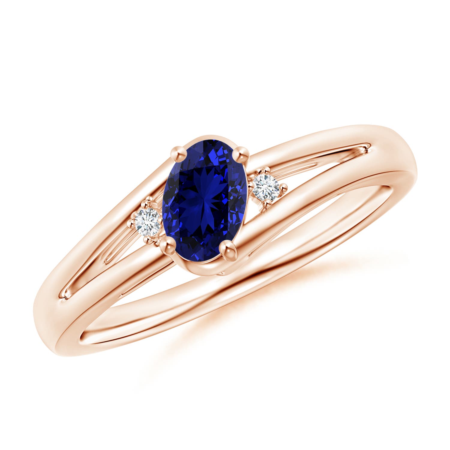 Premium - Lab-Grown Blue Sapphire / 0.62 CT / 14 KT Rose Gold