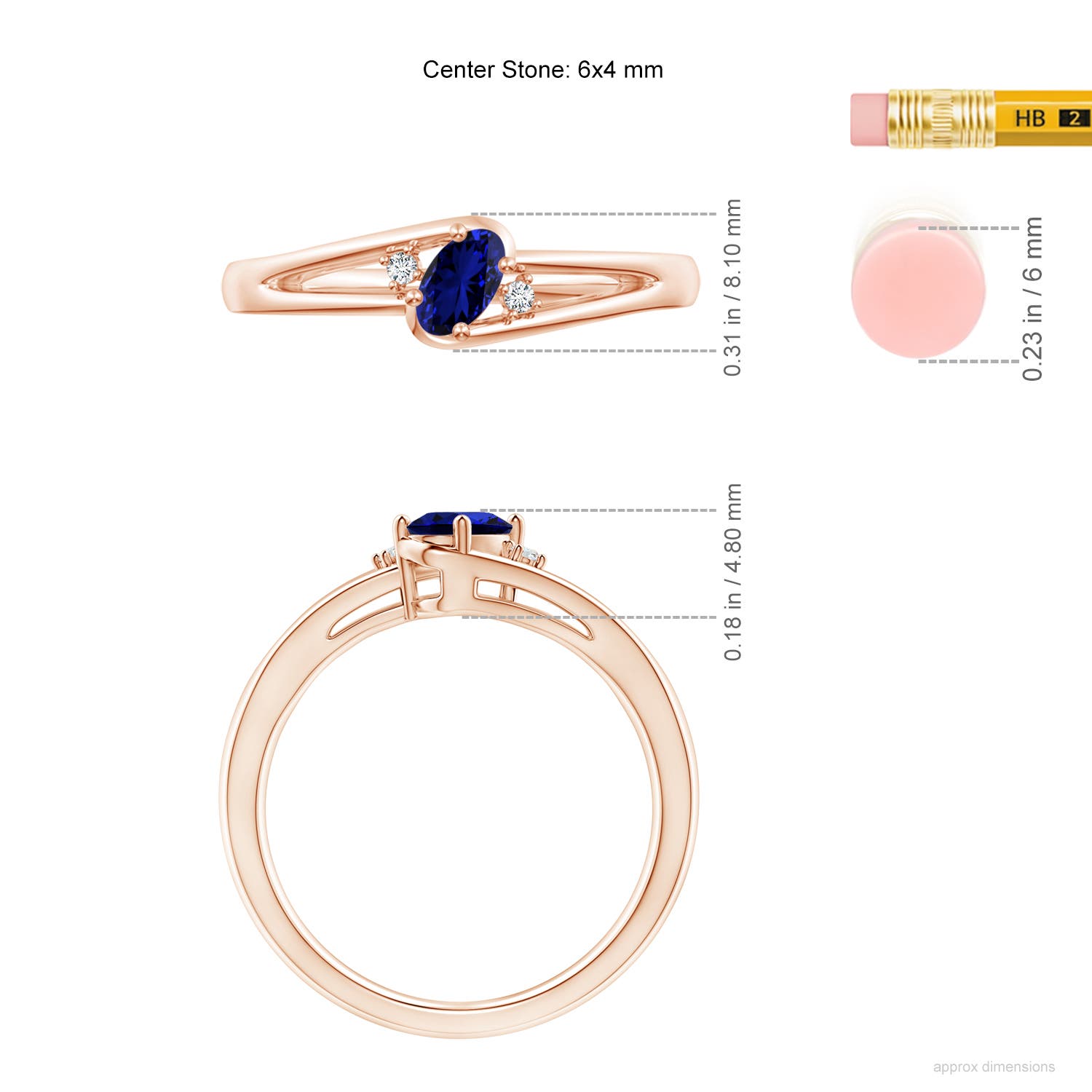 Premium - Lab-Grown Blue Sapphire / 0.62 CT / 14 KT Rose Gold