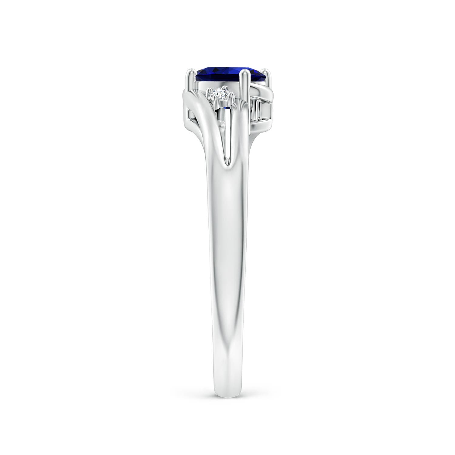 Premium - Lab-Grown Blue Sapphire / 0.62 CT / 14 KT White Gold