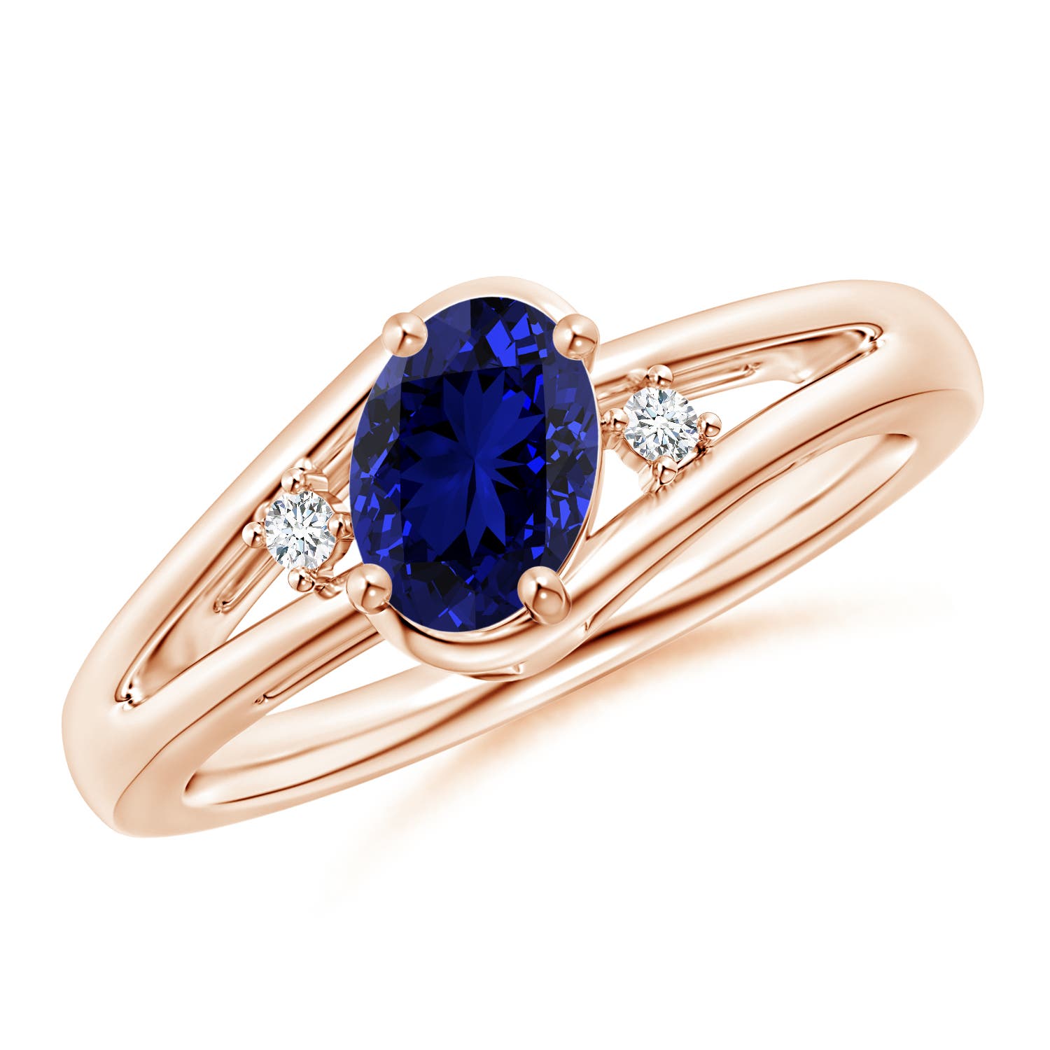 Premium - Lab-Grown Blue Sapphire / 0.89 CT / 14 KT Rose Gold