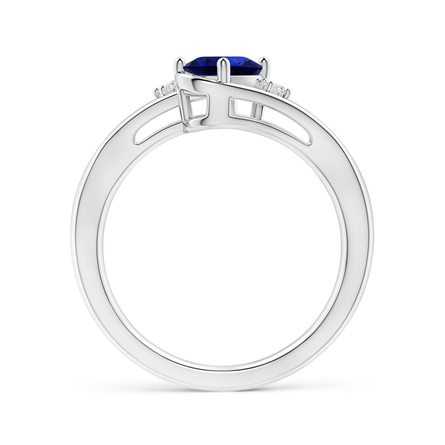 Premium - Lab-Grown Blue Sapphire / 0.89 CT / 14 KT White Gold