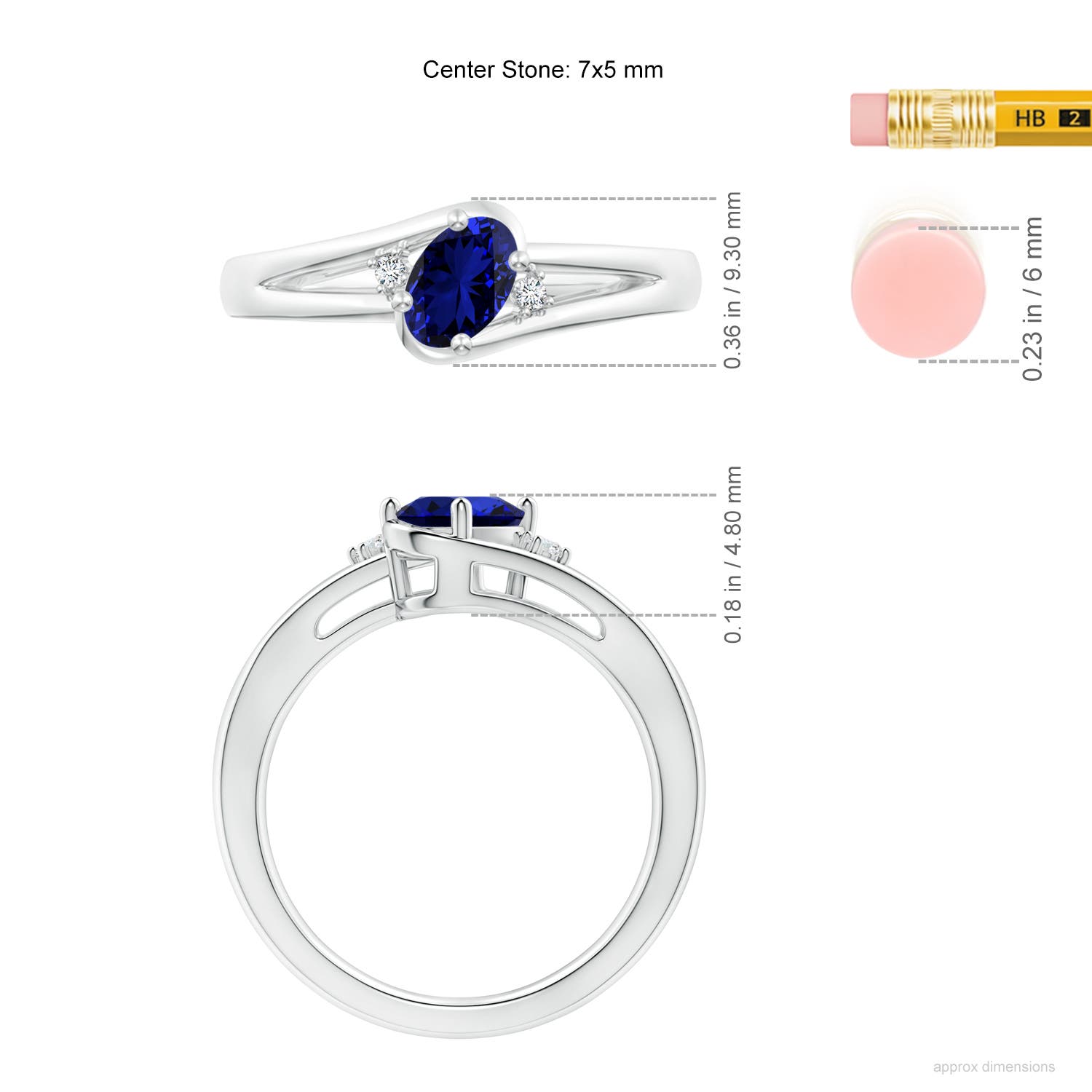 Premium - Lab-Grown Blue Sapphire / 0.89 CT / 14 KT White Gold