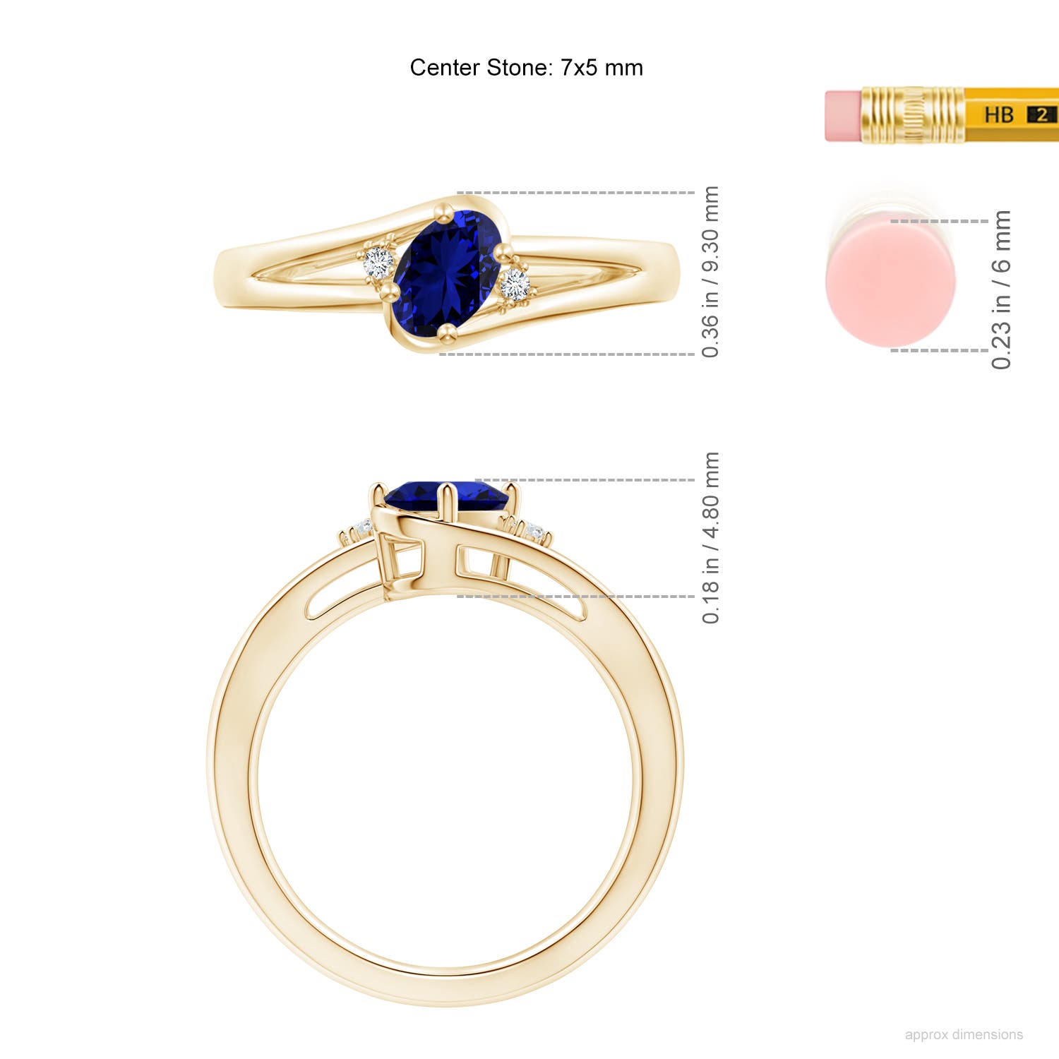 Premium - Lab-Grown Blue Sapphire / 0.89 CT / 14 KT Yellow Gold