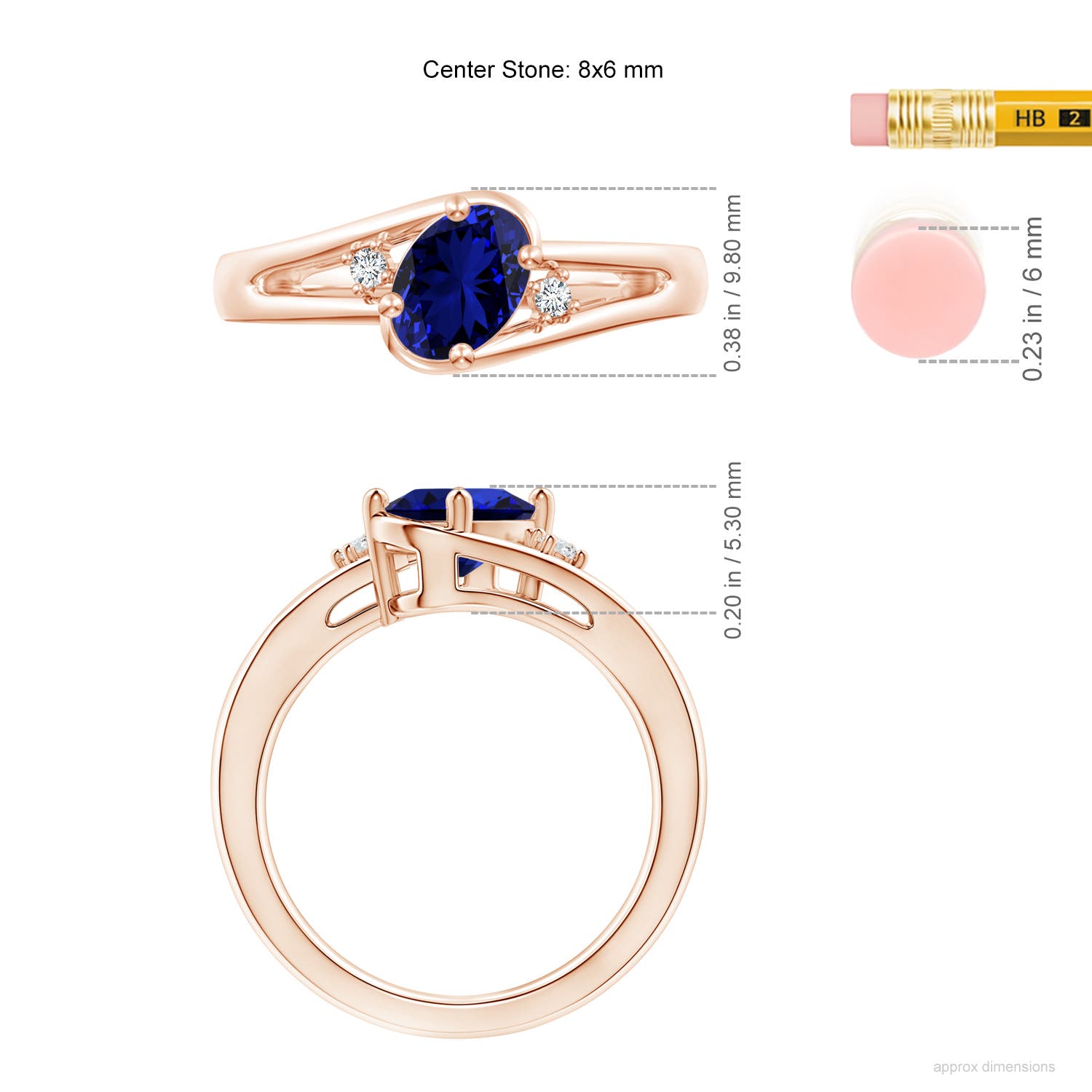 Premium - Lab-Grown Blue Sapphire / 1.6 CT / 14 KT Rose Gold