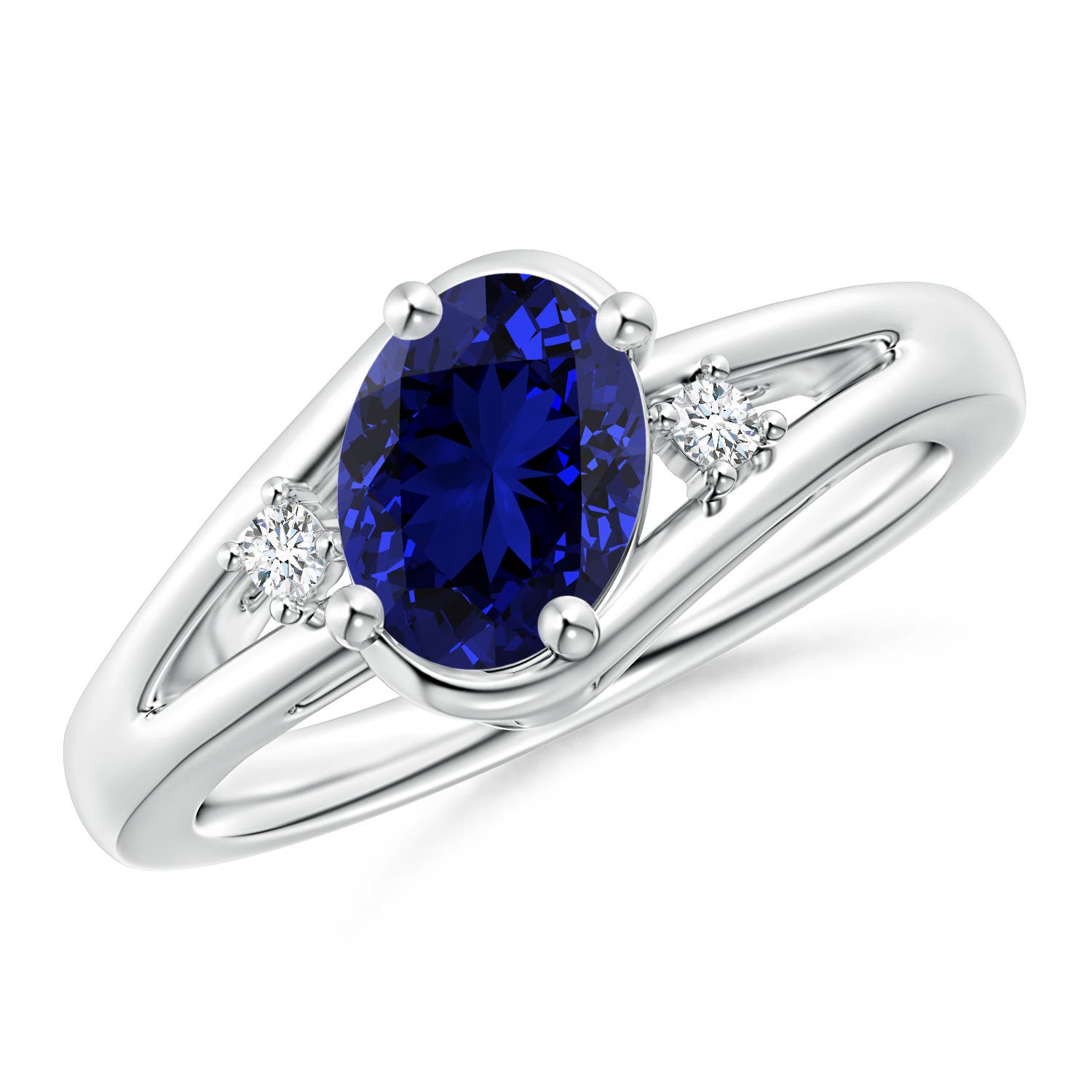 Premium - Lab-Grown Blue Sapphire / 1.6 CT / 14 KT White Gold