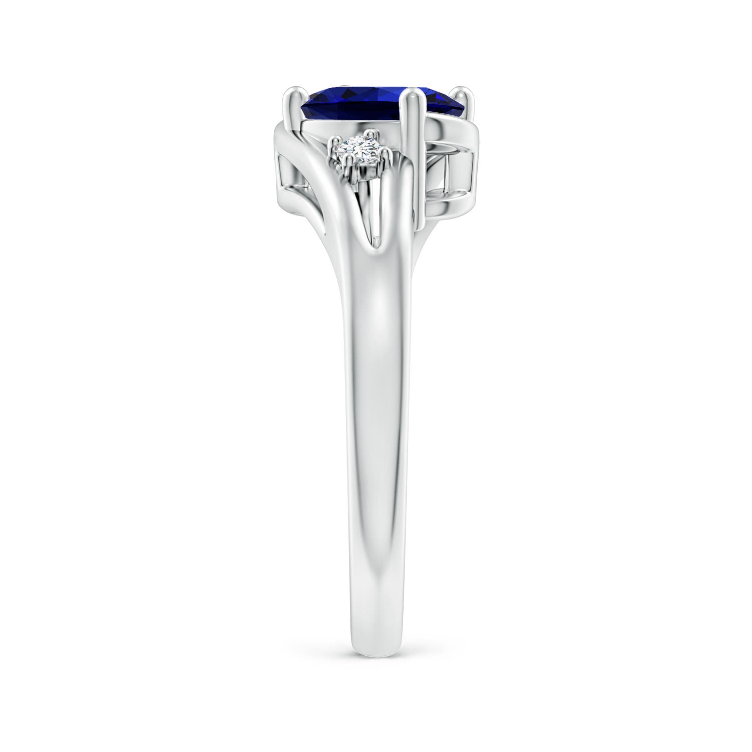 Premium - Lab-Grown Blue Sapphire / 1.6 CT / 14 KT White Gold